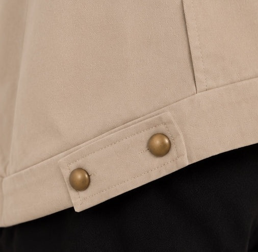 Midi jacket with a buttoned stand collar
