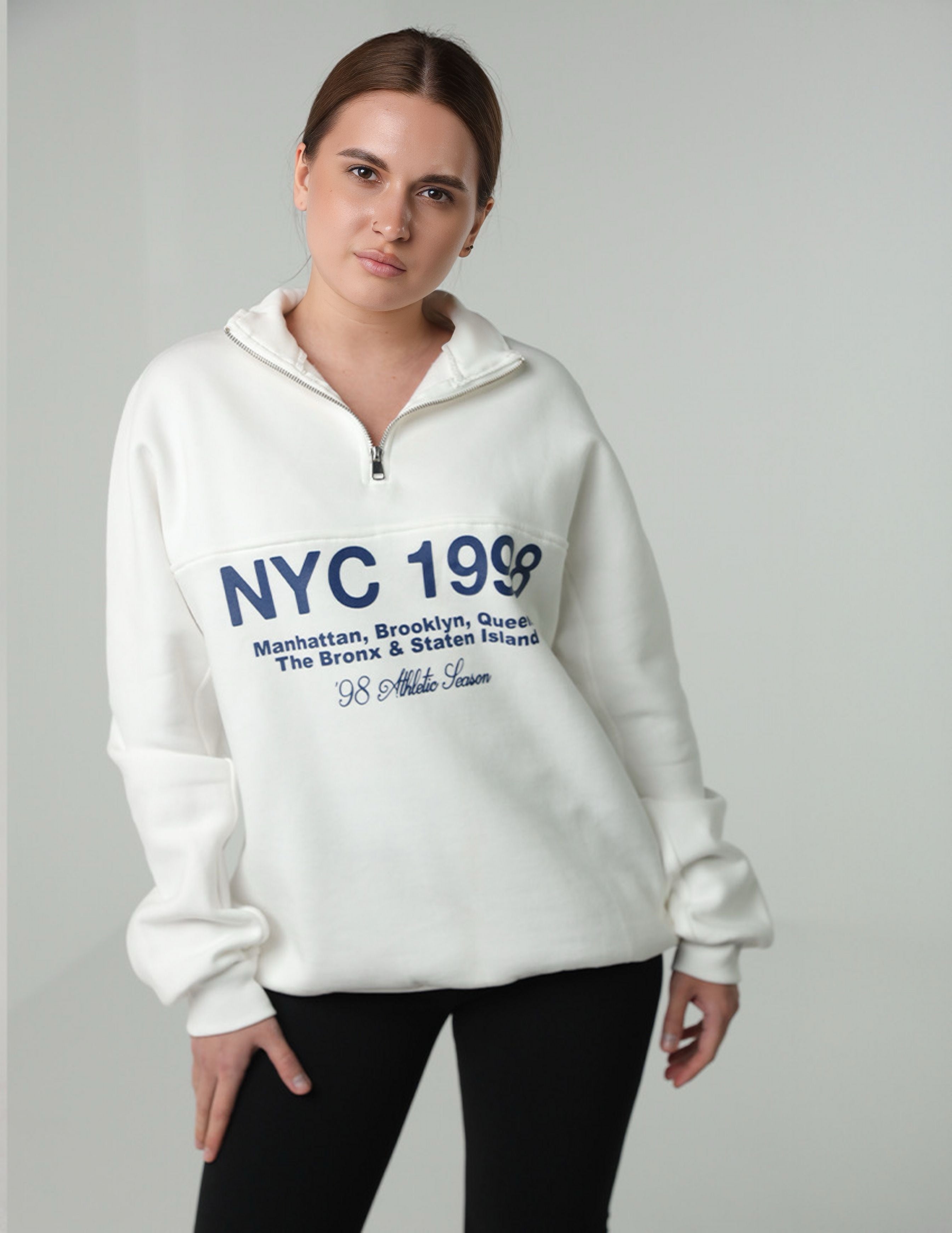NYC Print Half zipper Sweater
