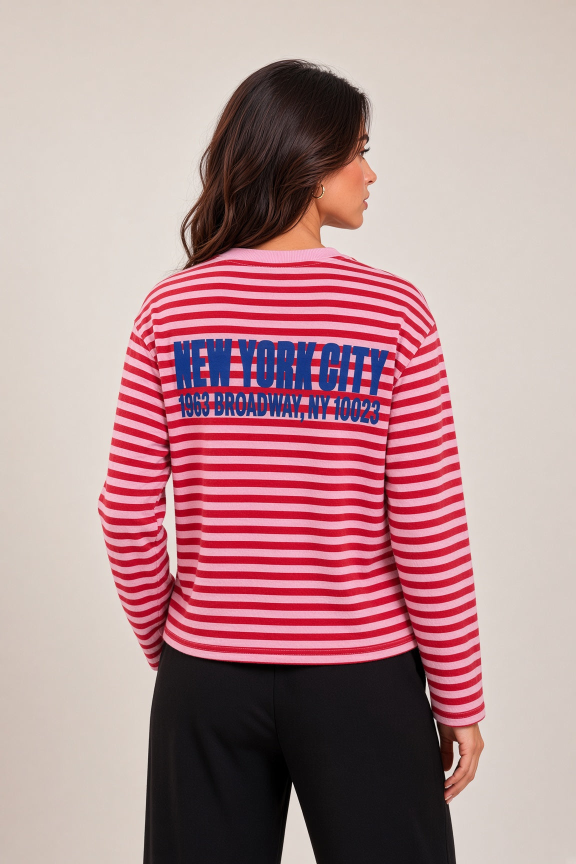 New York City blouse strawberry pink and fuchsia stripe