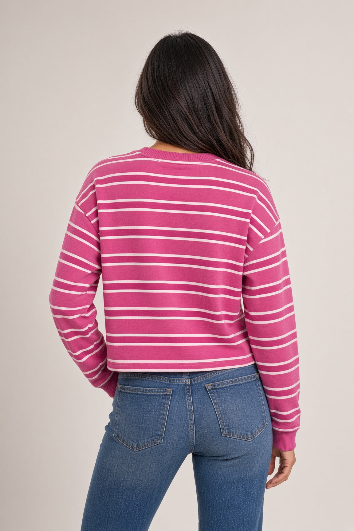 Oversized pink and fuchsia striped blouse