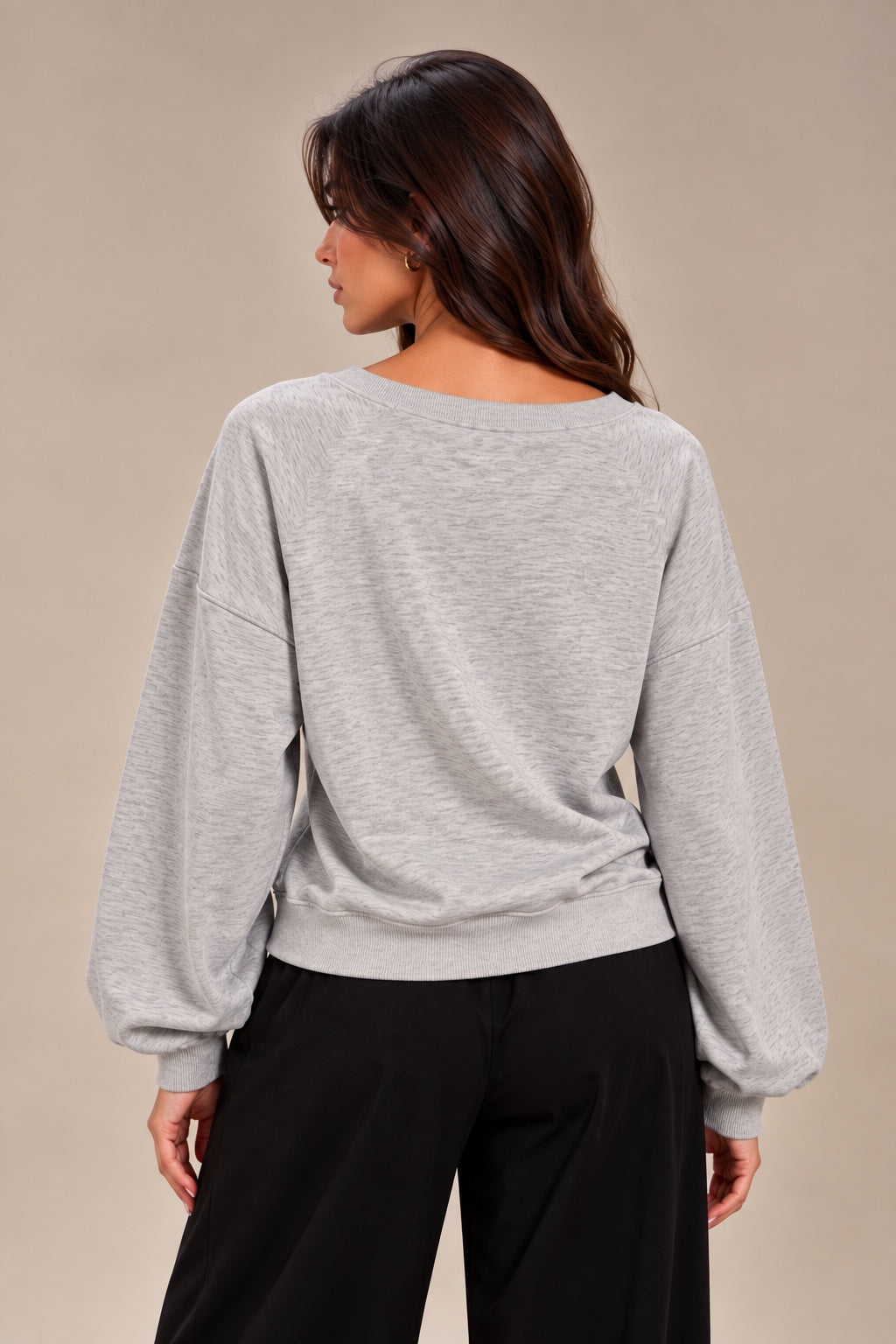 Oversized short blouse with gathered waist and sleeves