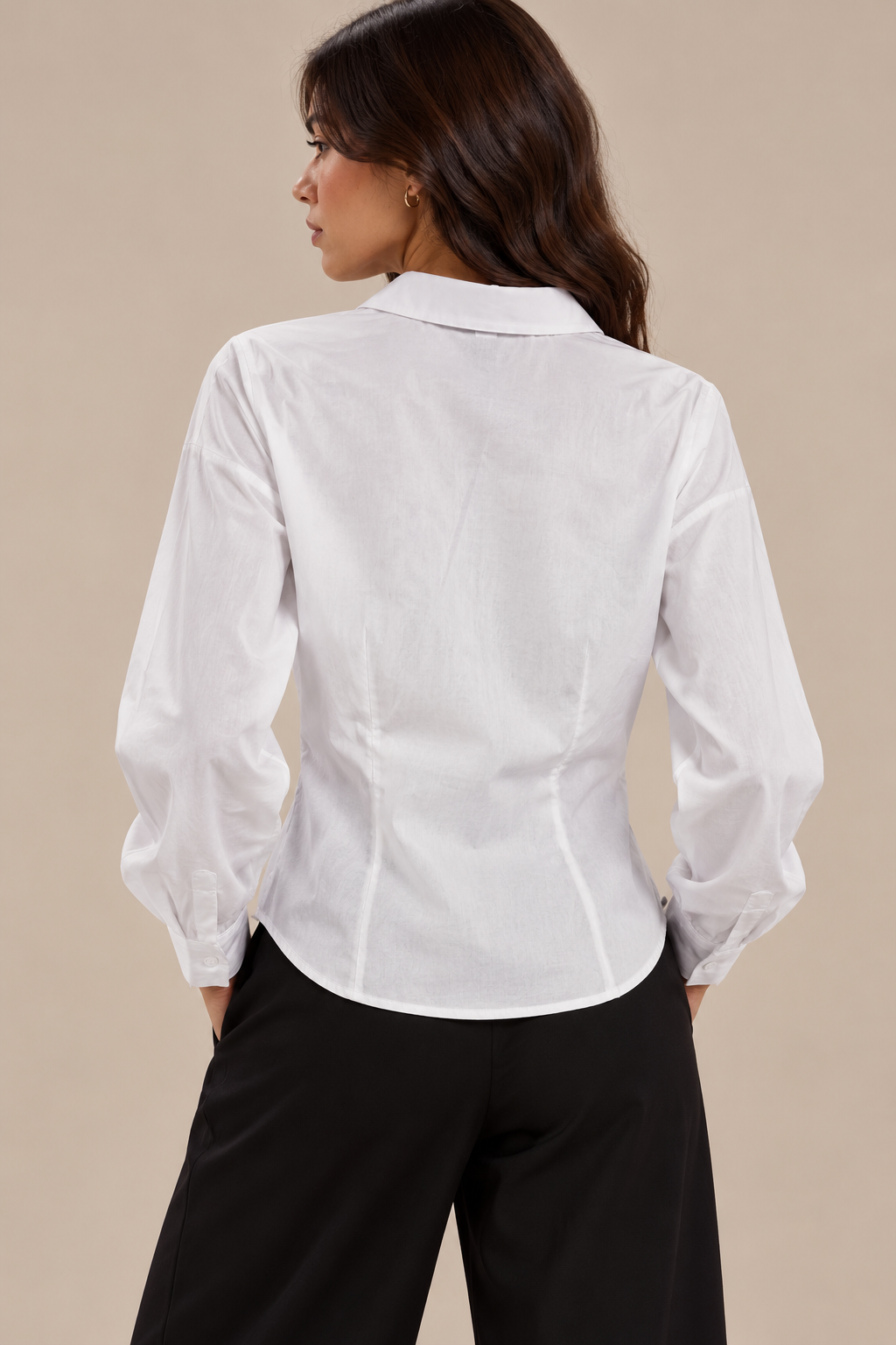 White fitted shirt with a V-neck
