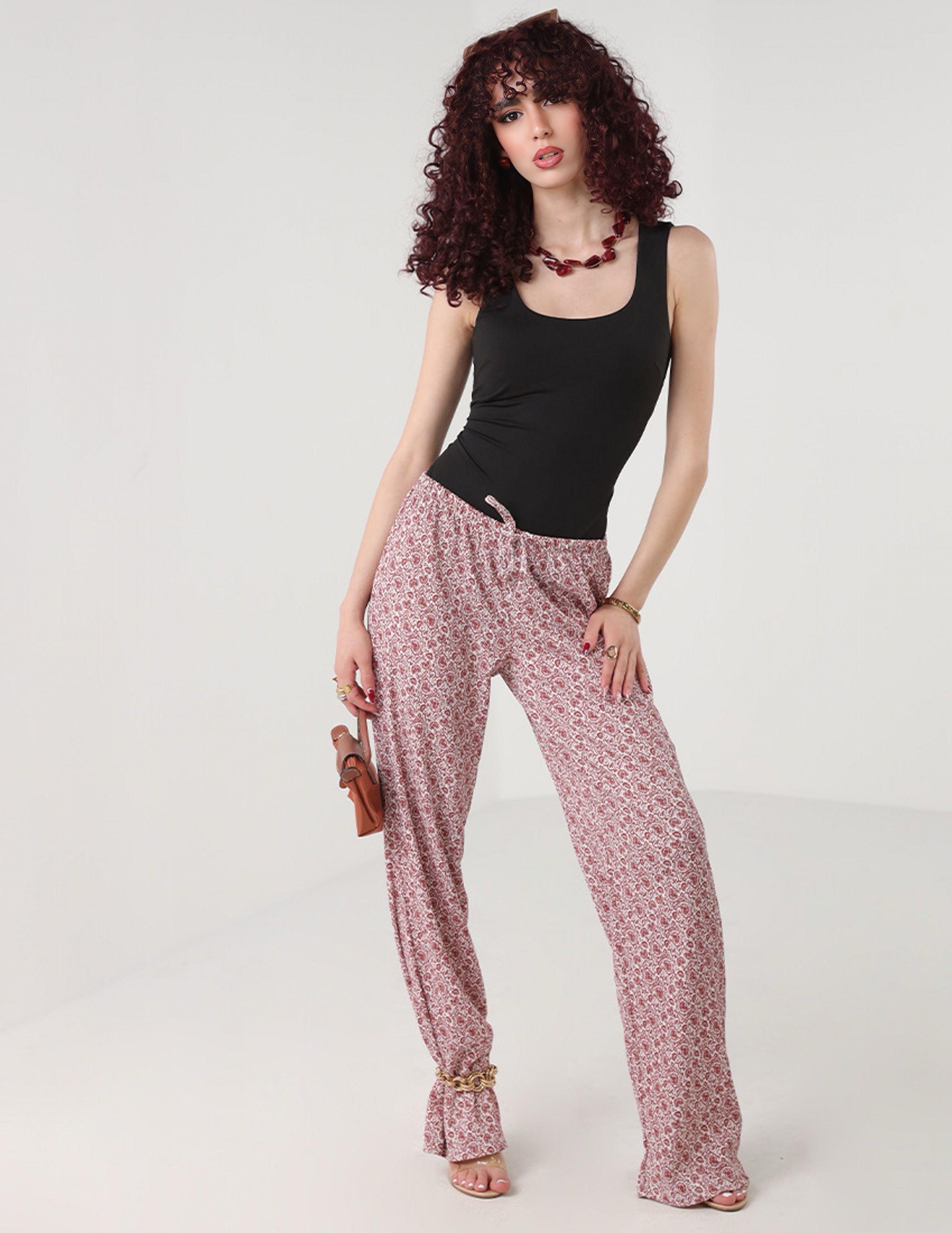 Printed straight pants