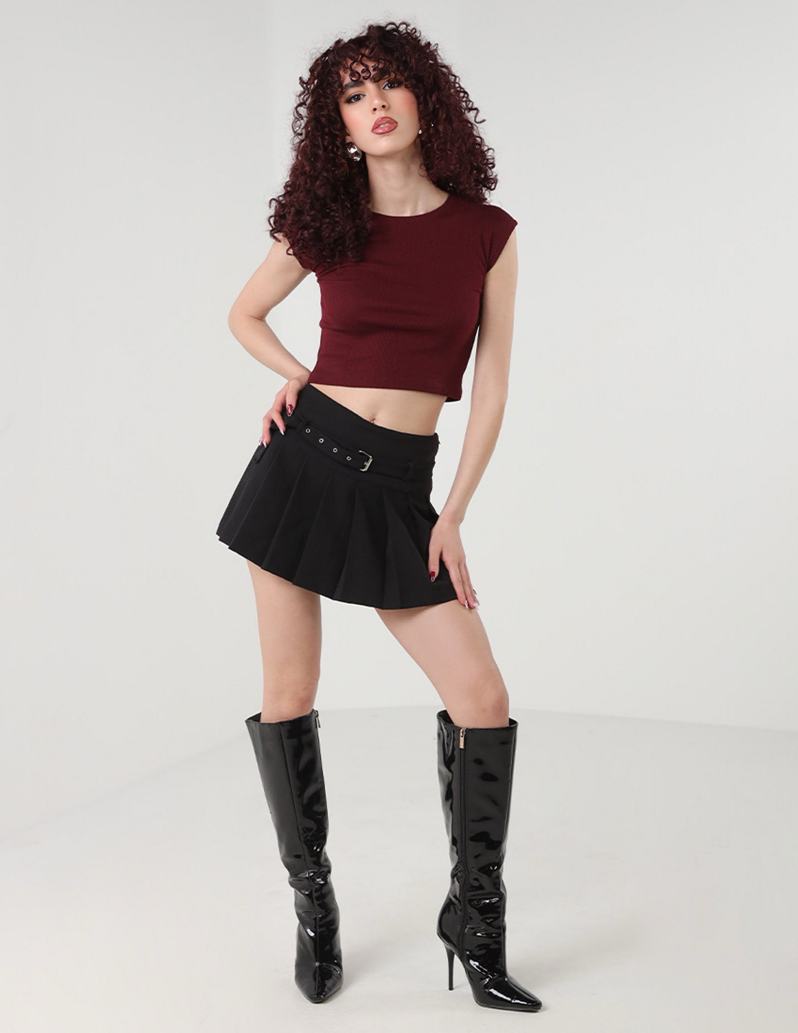 Pleat short skirt
