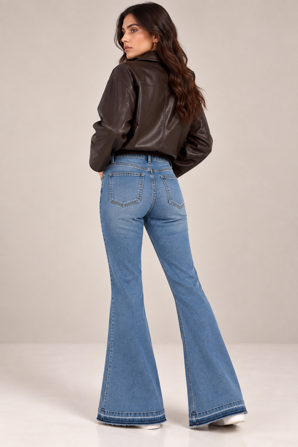 Bootcut jeans with a darker gradient underneath