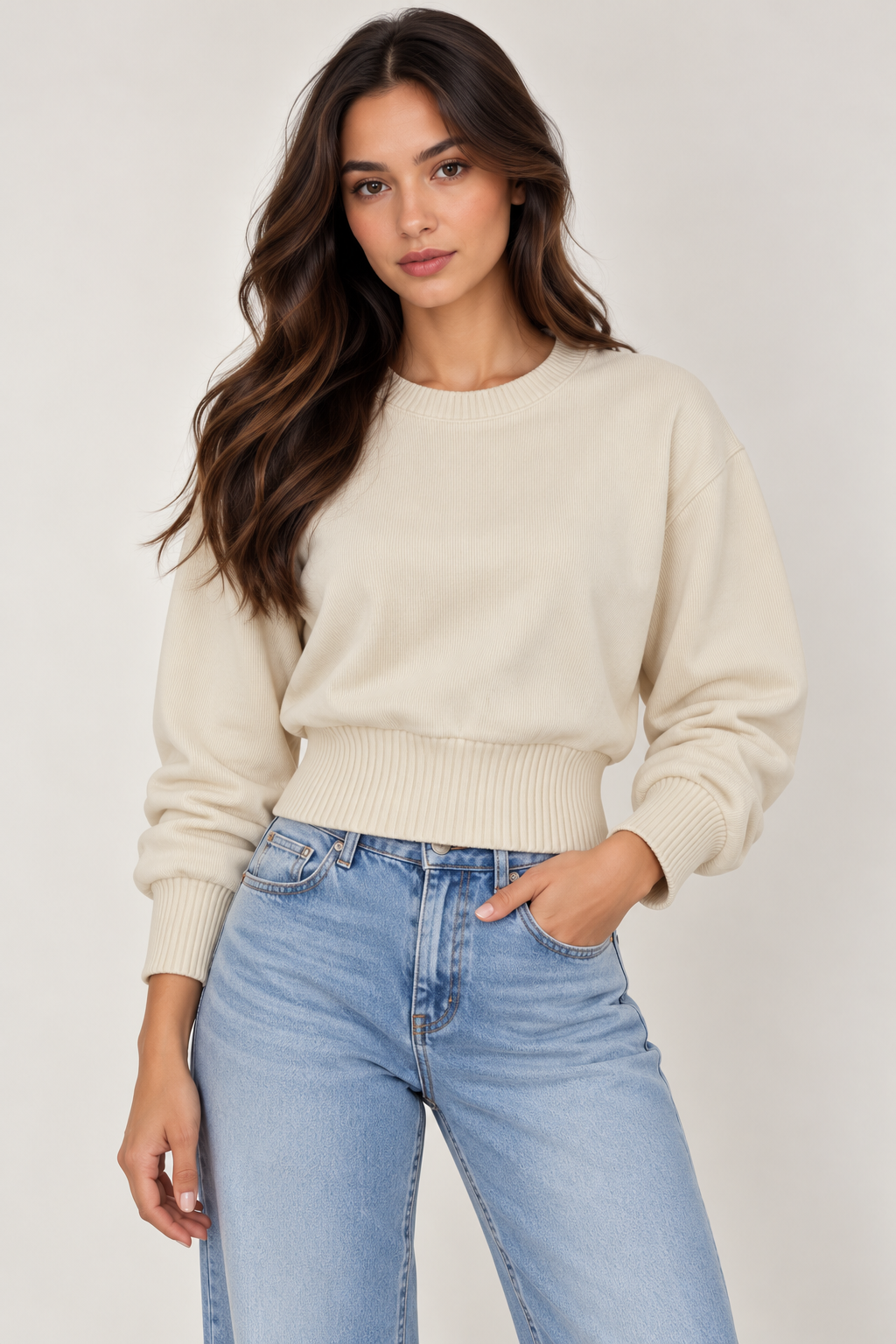 Cropped blouse with a fitted waist