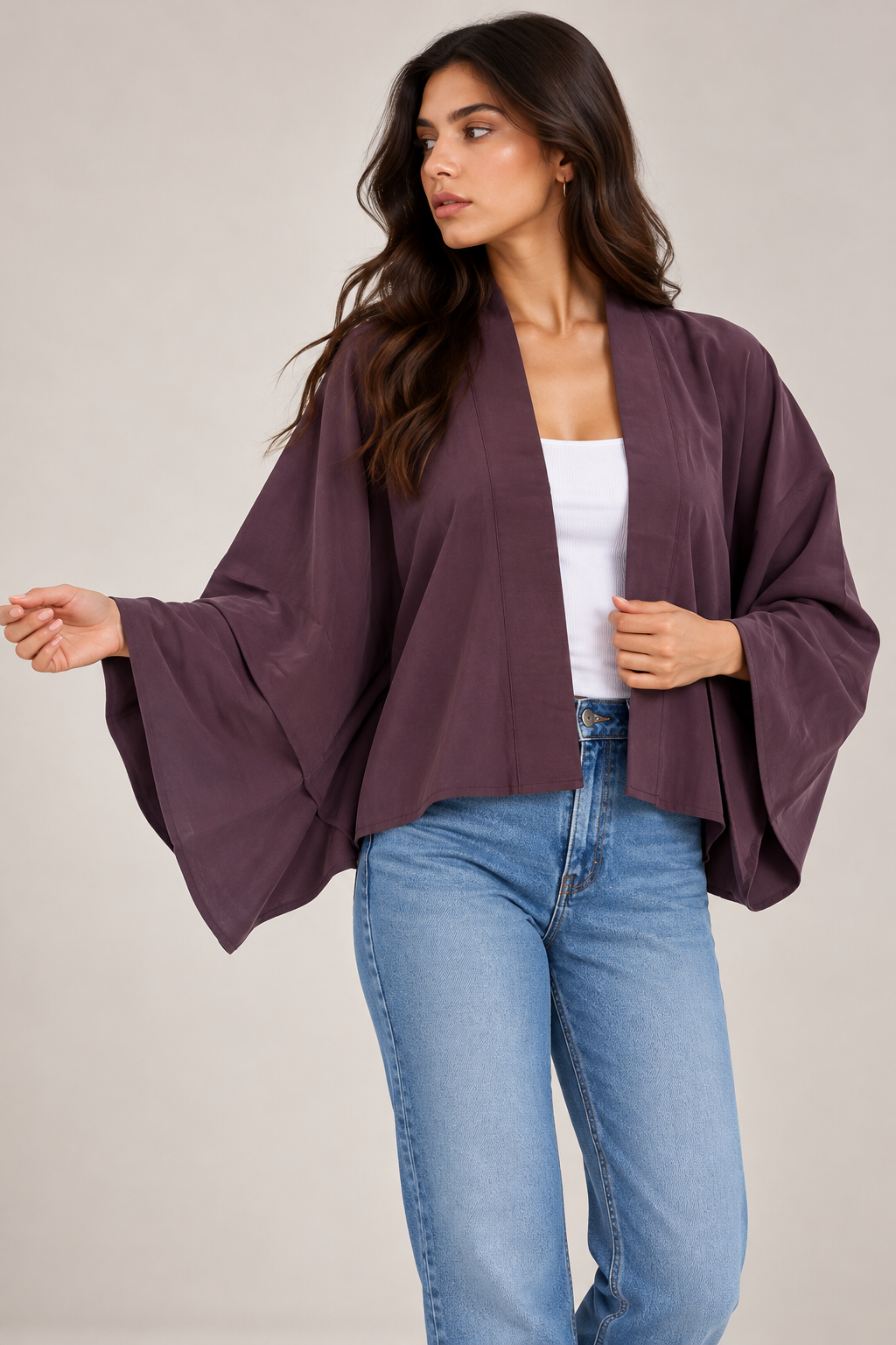 Short open batwing cardigan