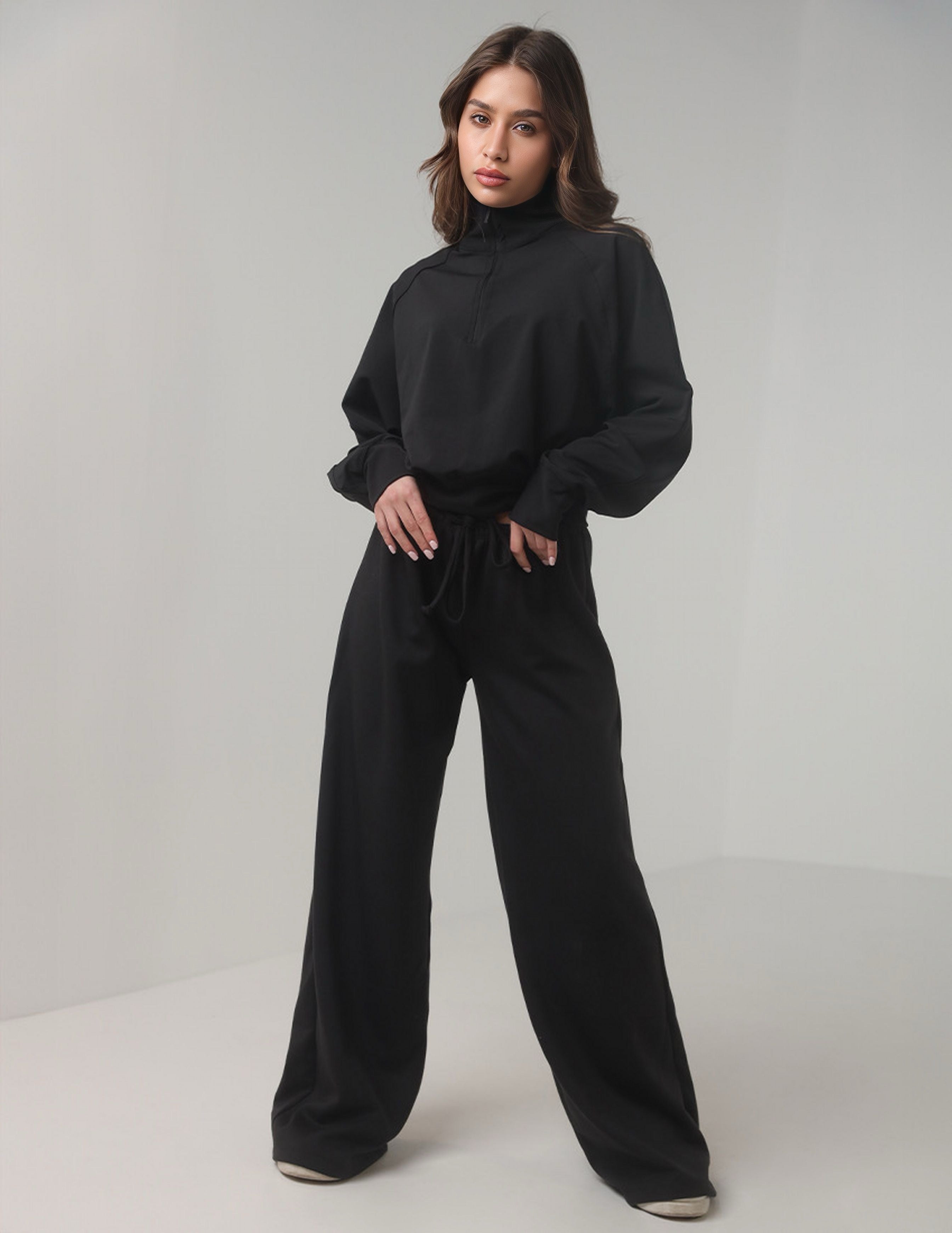 Wide-Leg Sweatpants with Drawstring