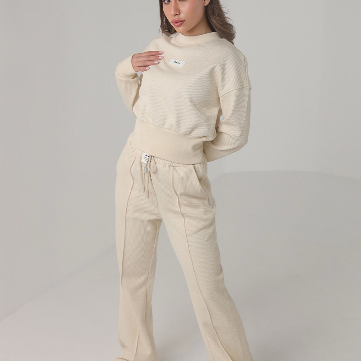 Ribbed Tracksuit with Wide-Leg Pants