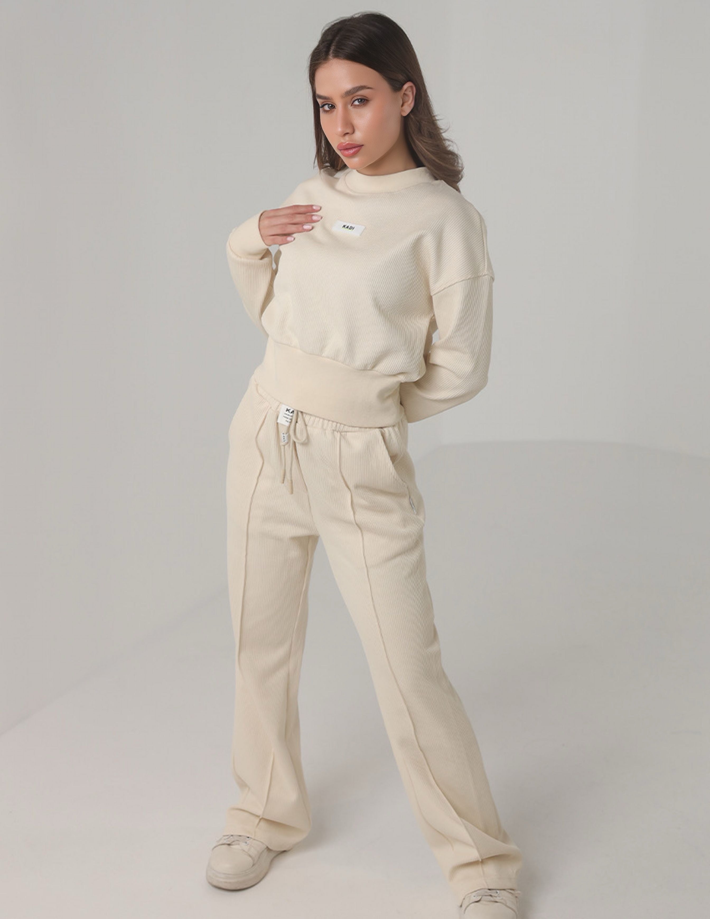 Ribbed Tracksuit with Wide-Leg Pants