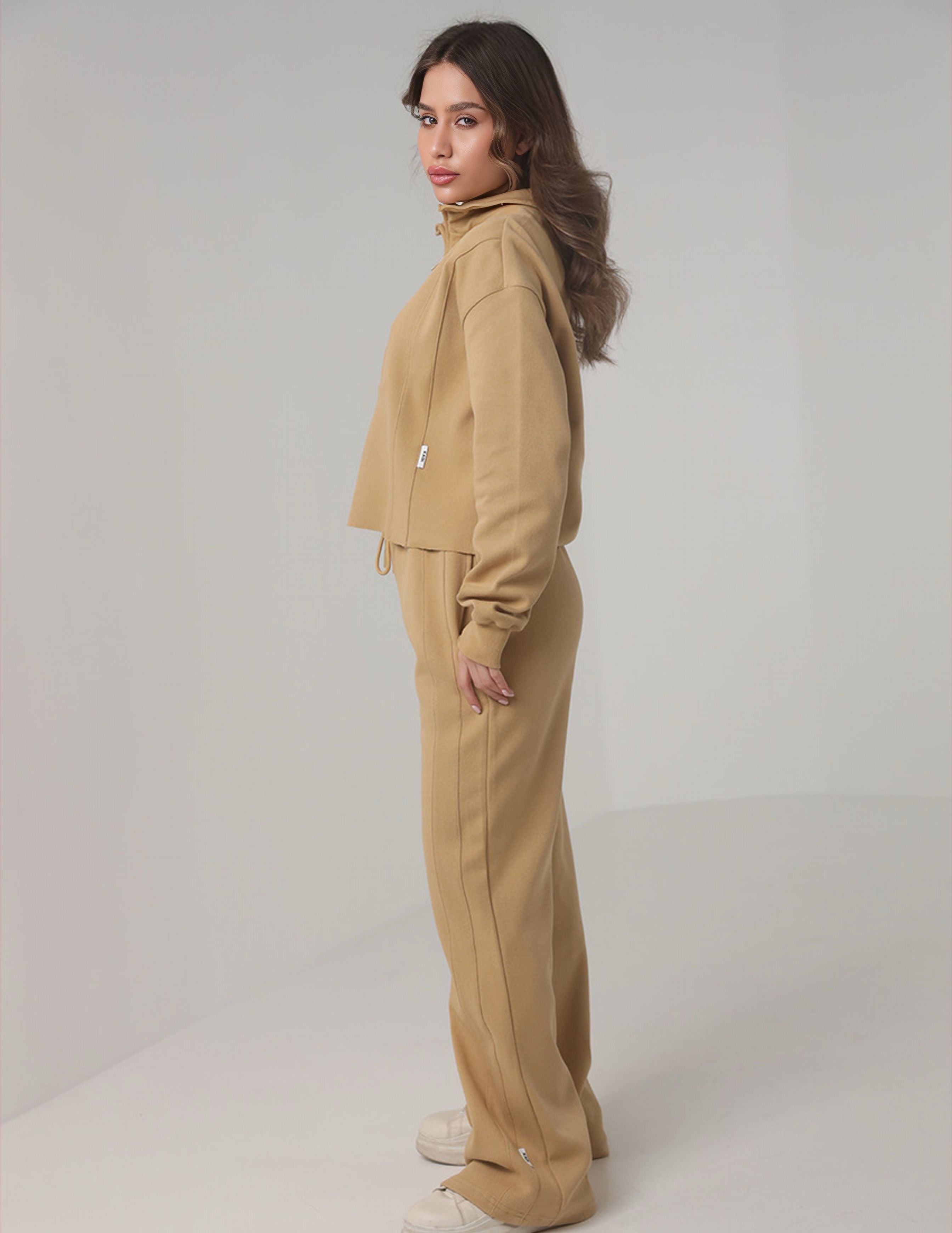 Half-Zip Tracksuit with Wide-Leg Pants