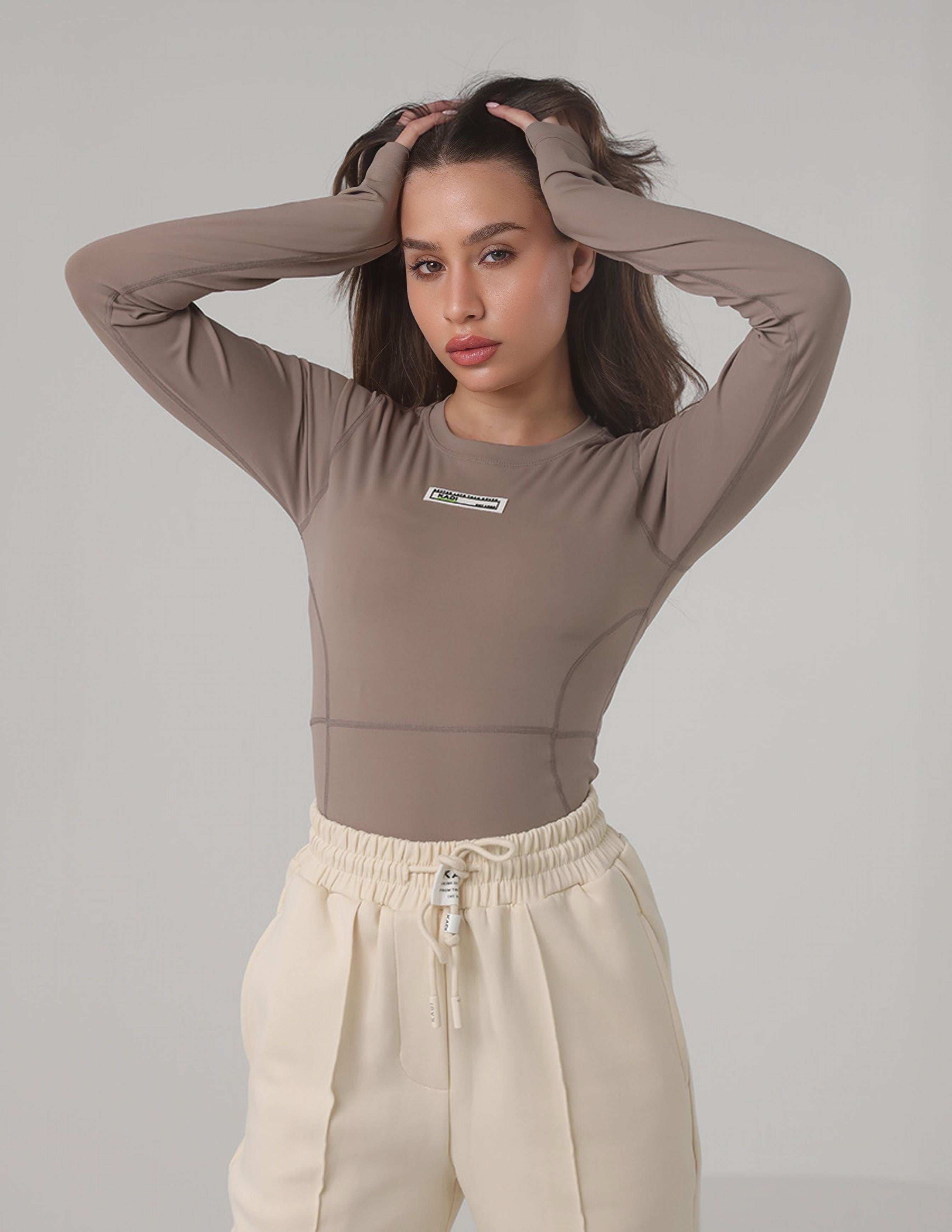 Fitted Long-Sleeve Top with Thumbholes