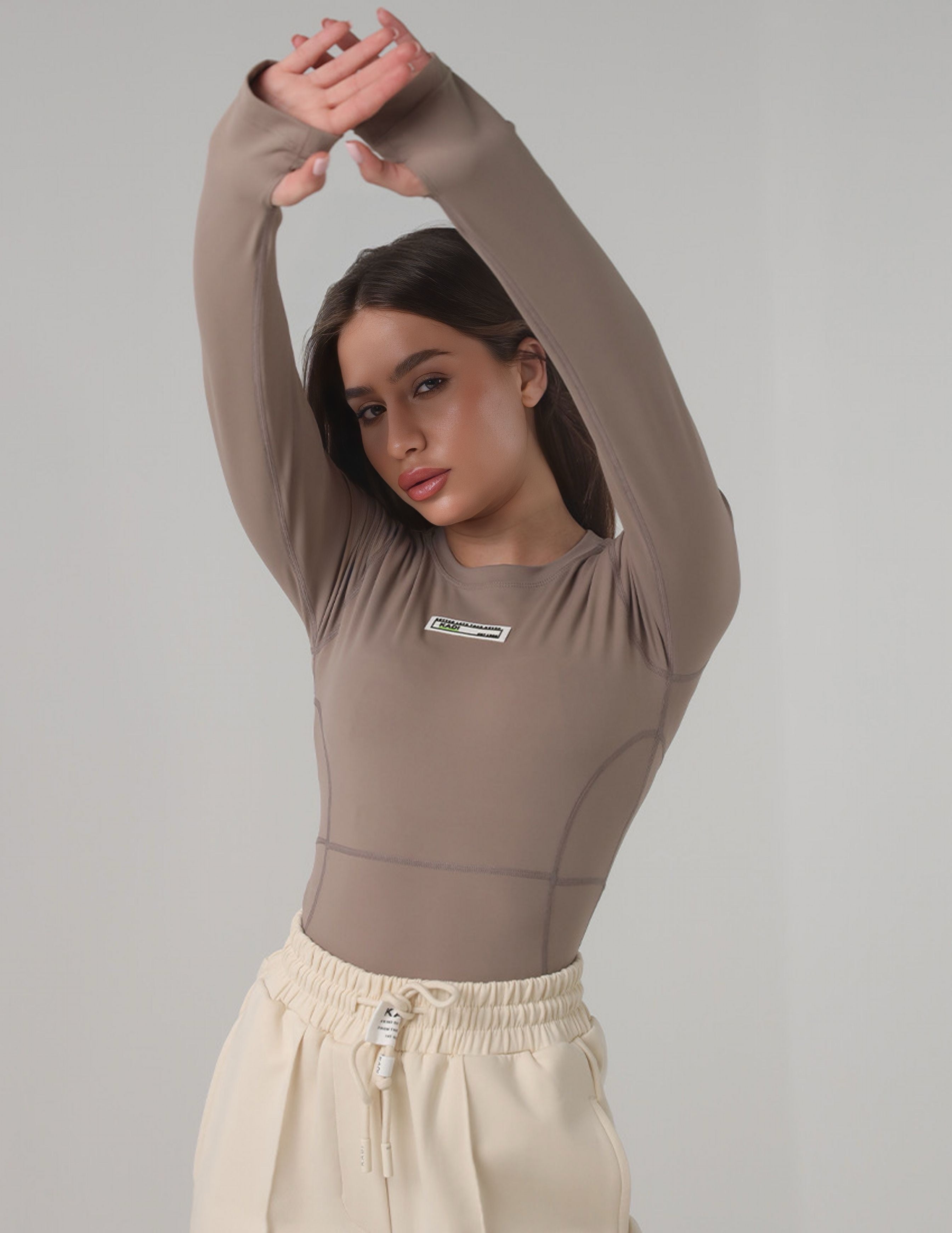 Fitted Long-Sleeve Top with Thumbholes