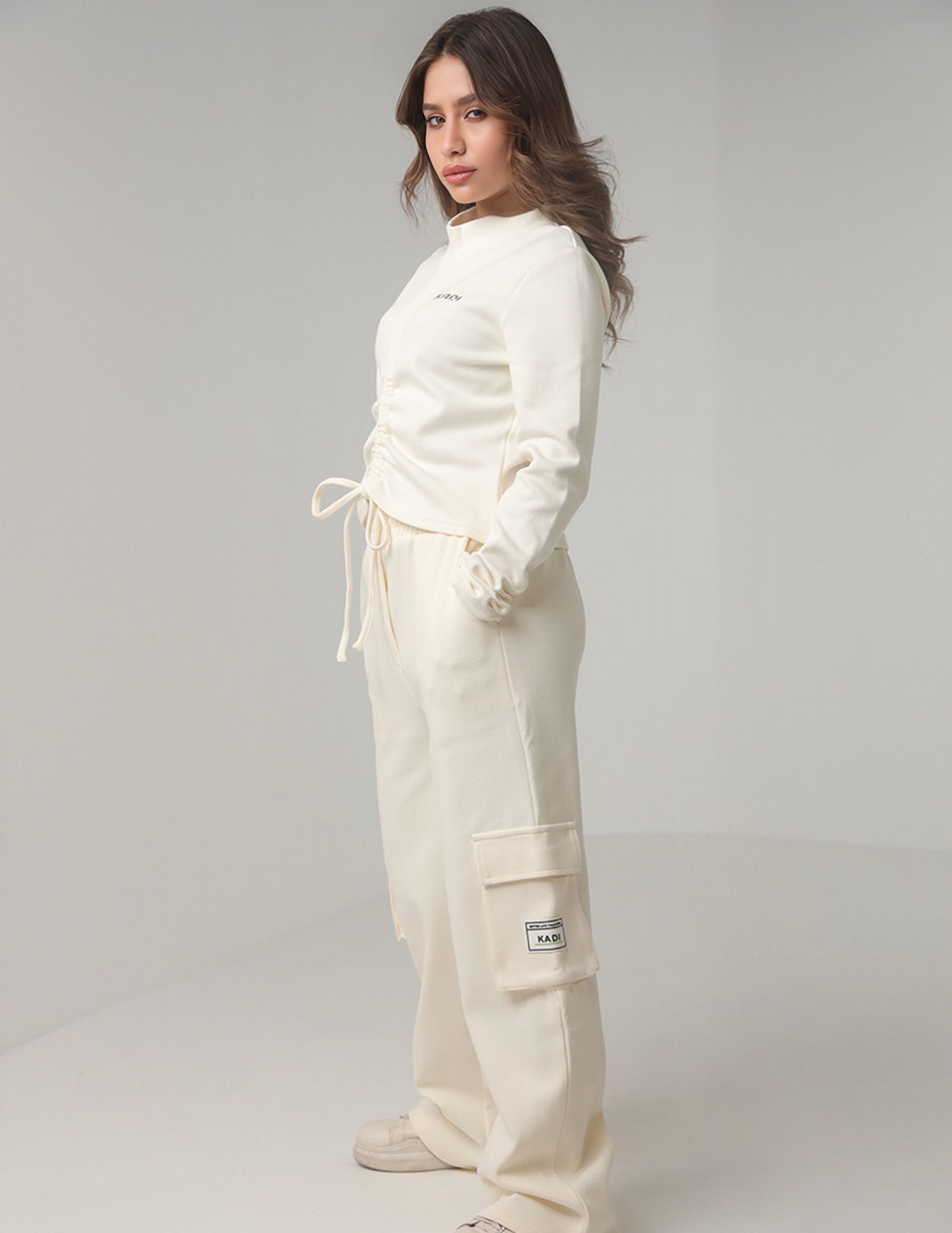Ribbed Tracksuit Set with Cropped Sweatshirt