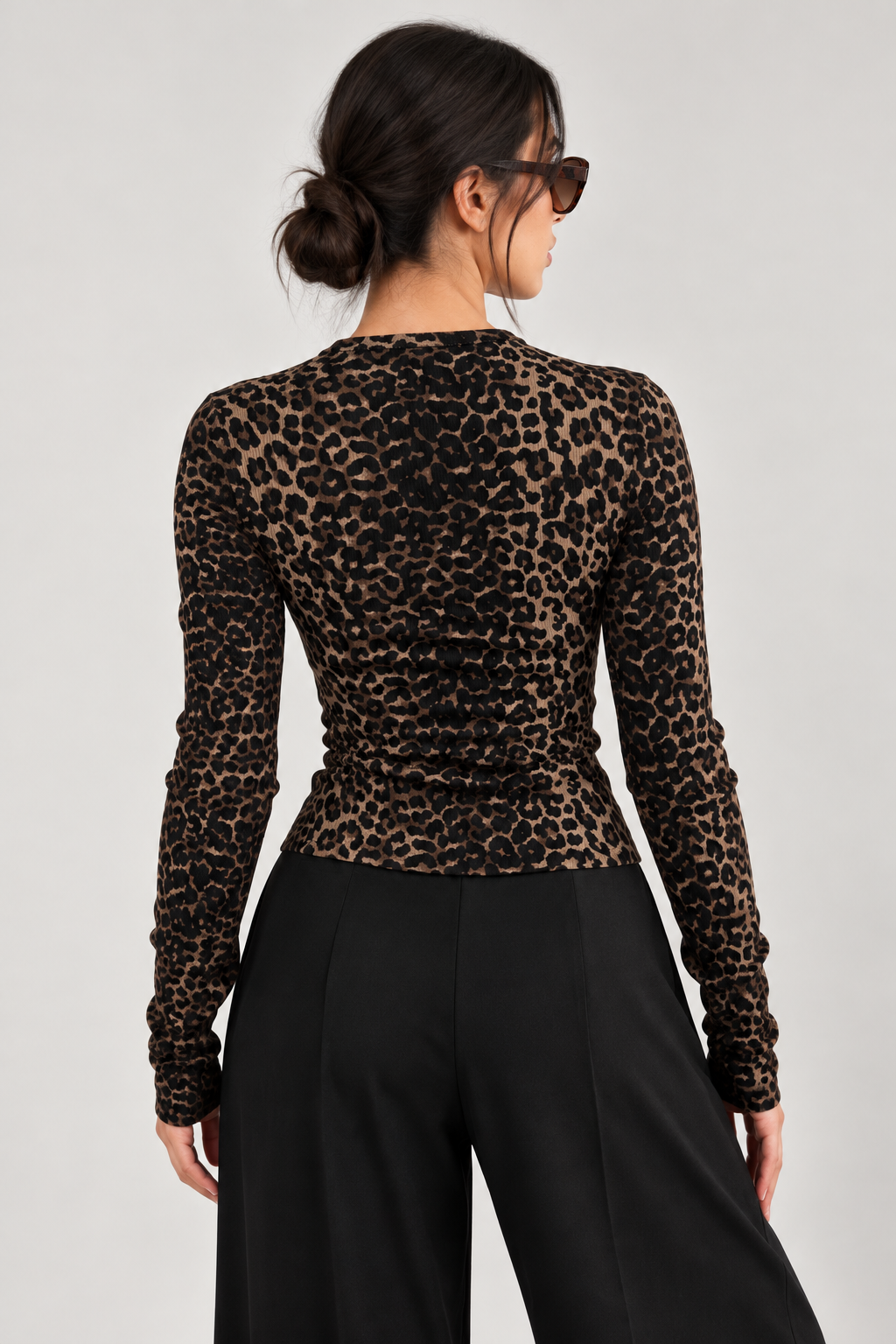 Tiger print button-up blouse