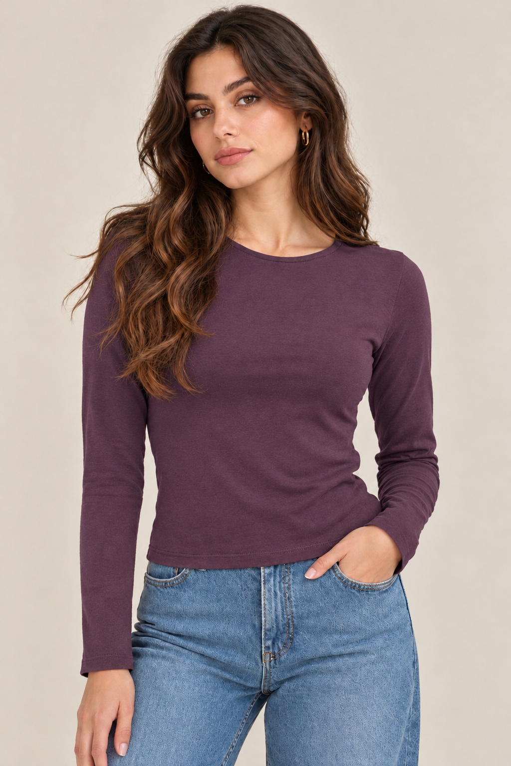 Top body sleeve basic round neck