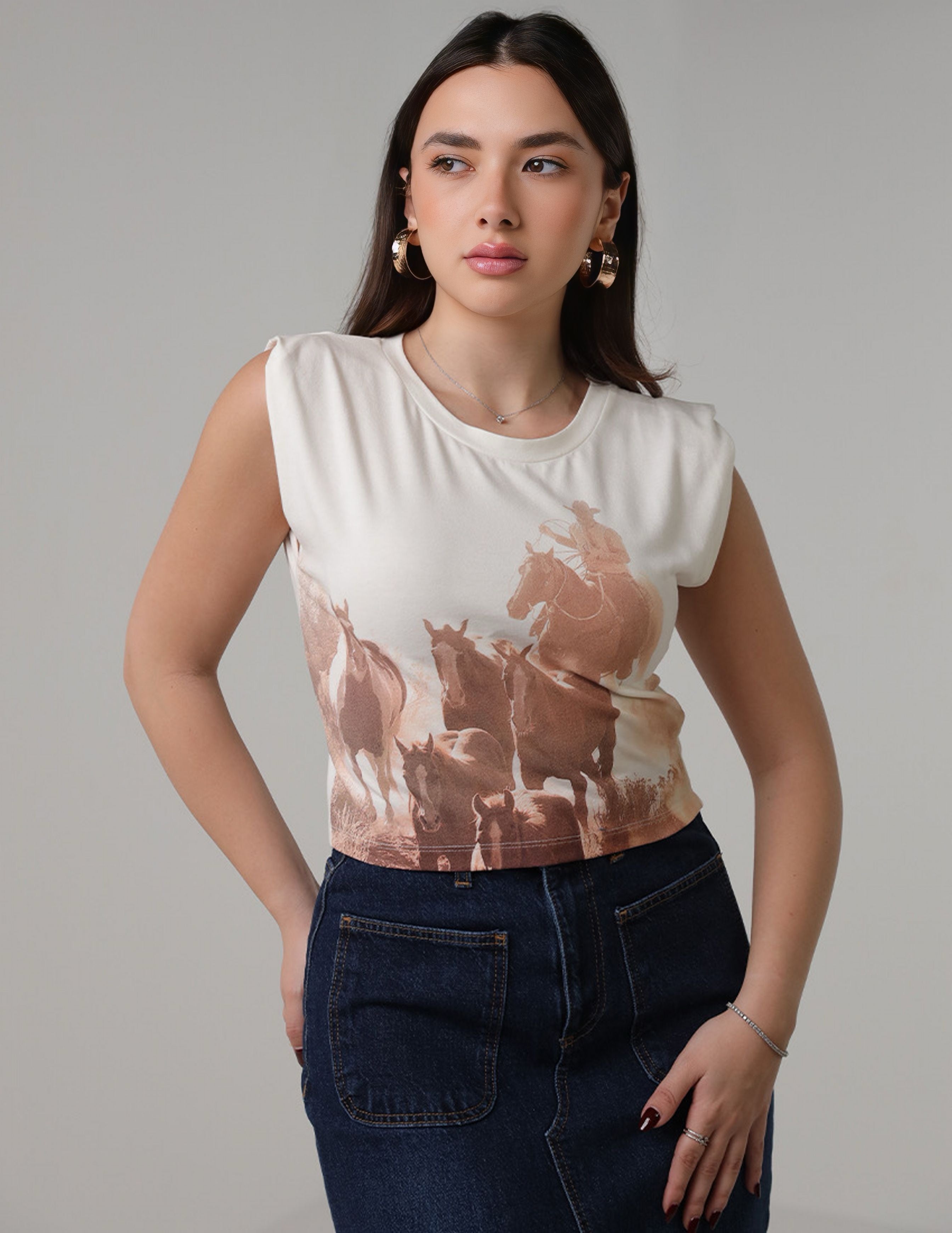Graphic "Horse" Sleeveless Top