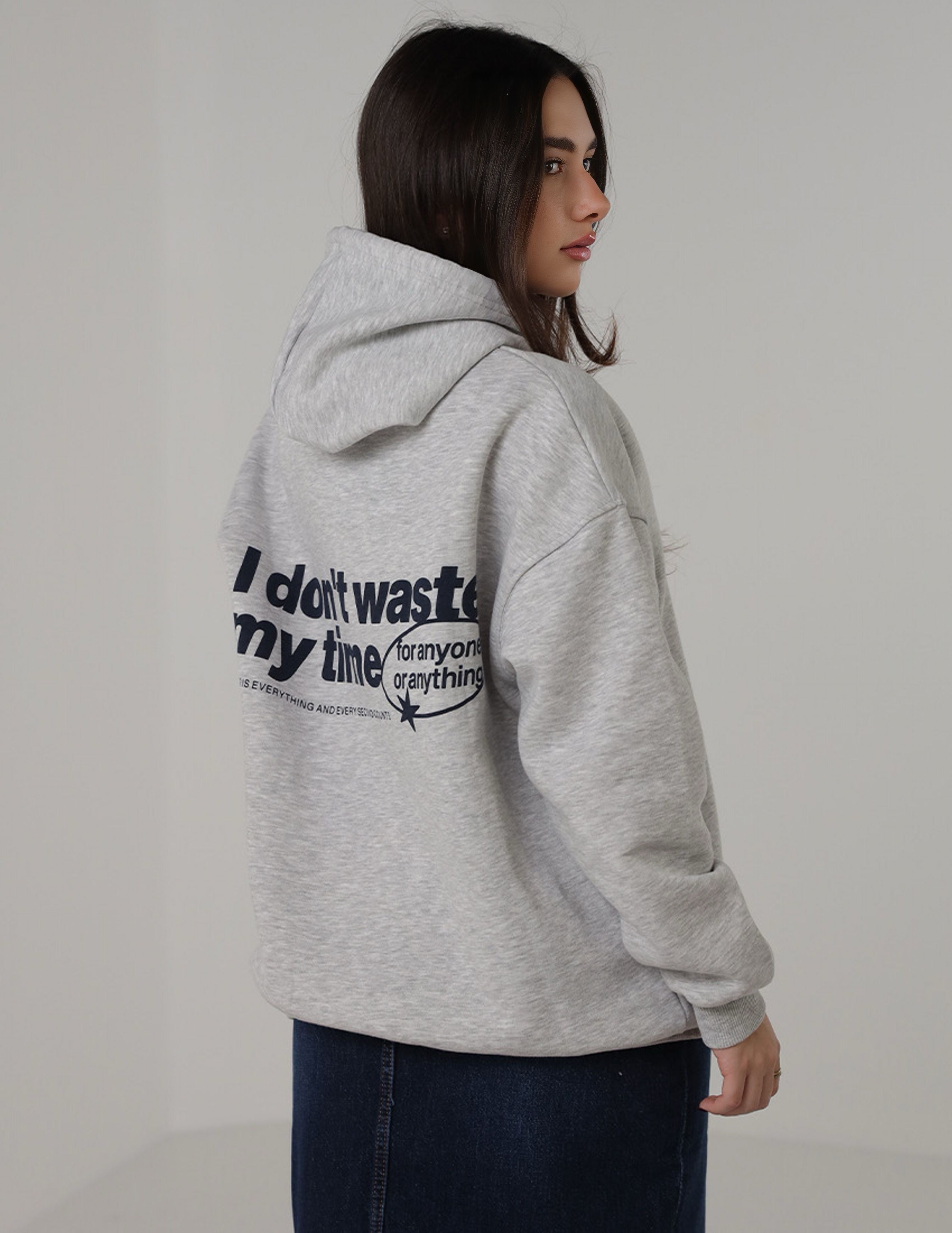 Grey Printed Hoodie