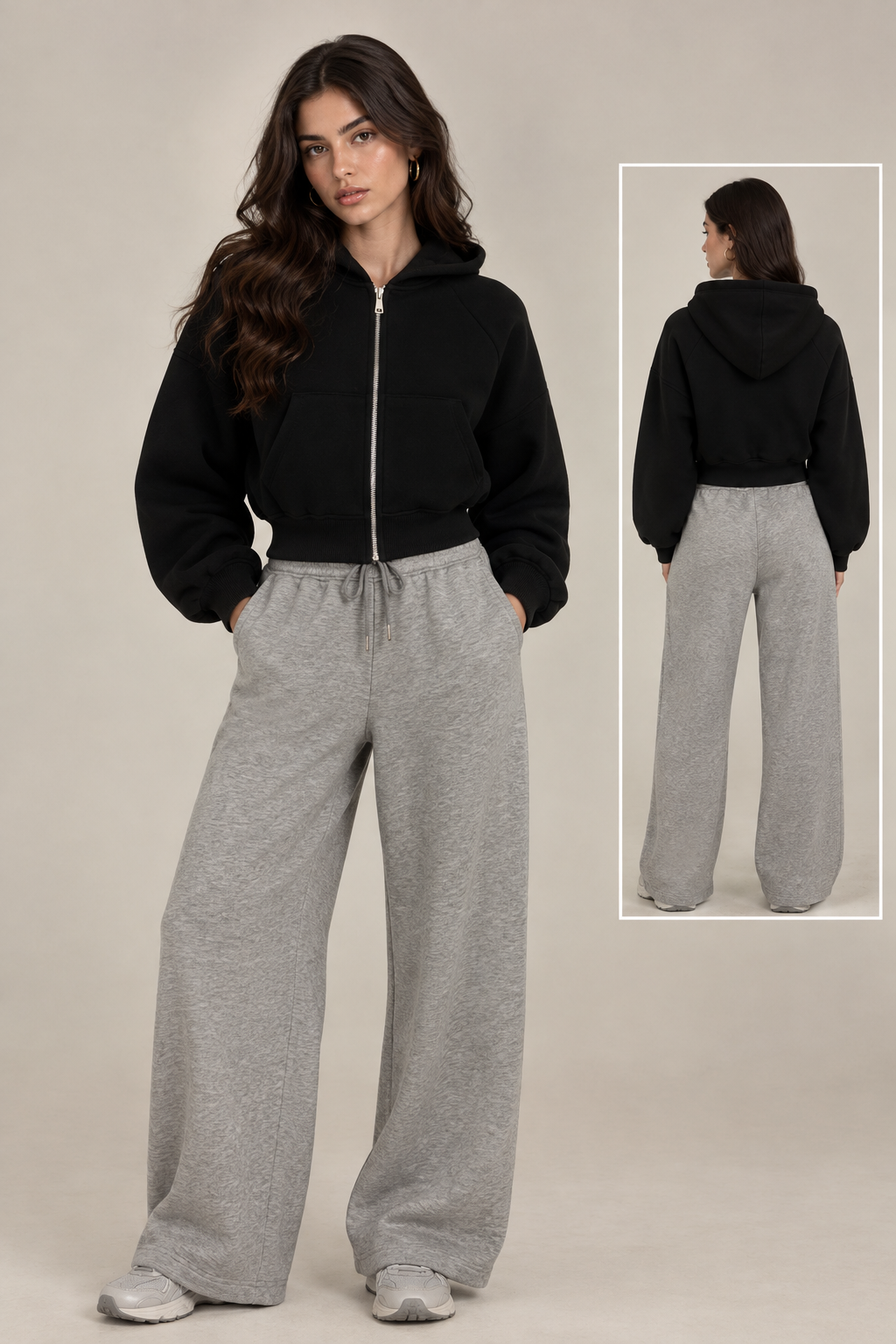 Sweater with hood and front pocket