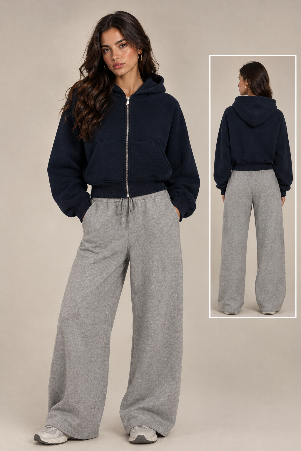 Sweater with hood and front pocket
