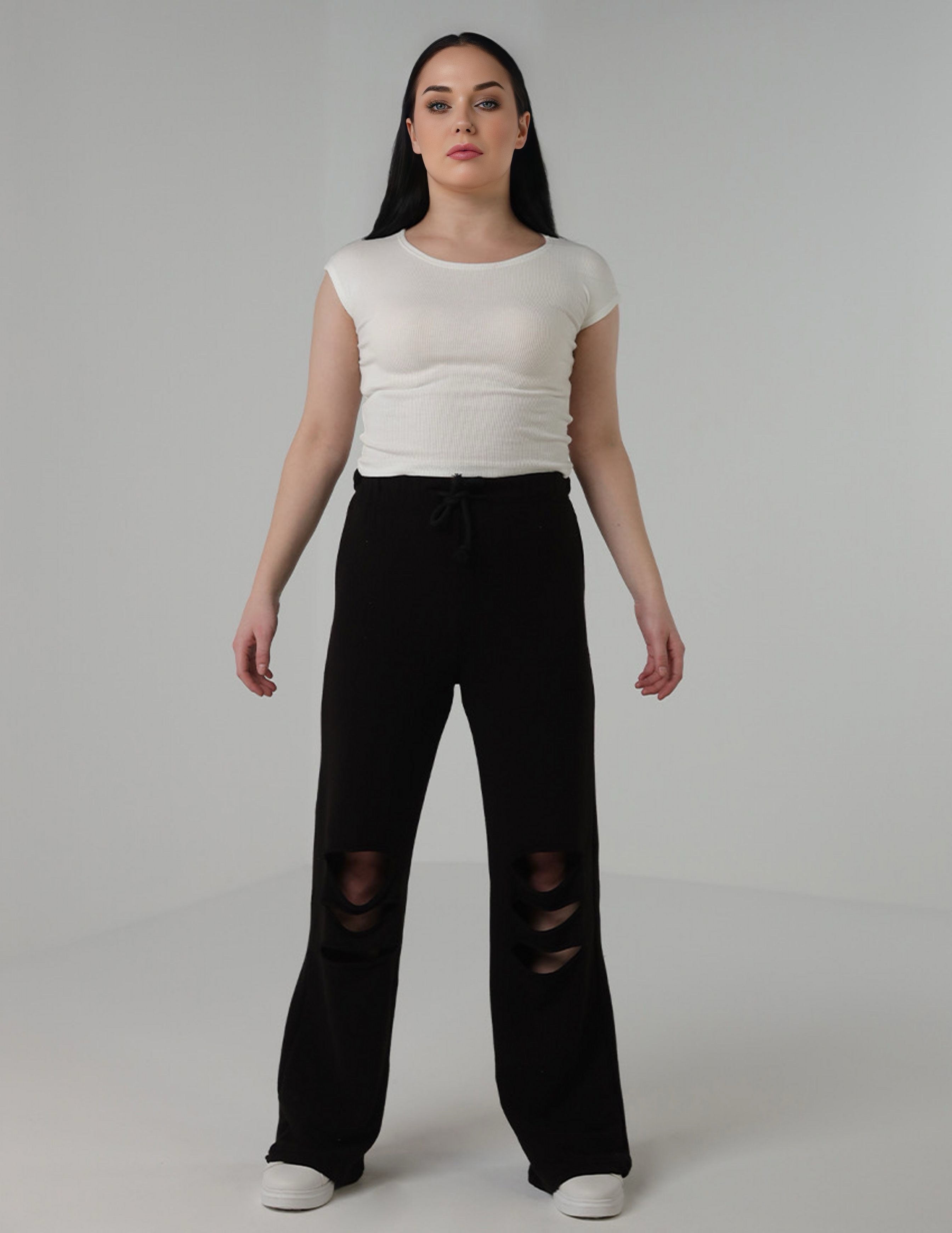 High-Waist Ripped Sweatpants