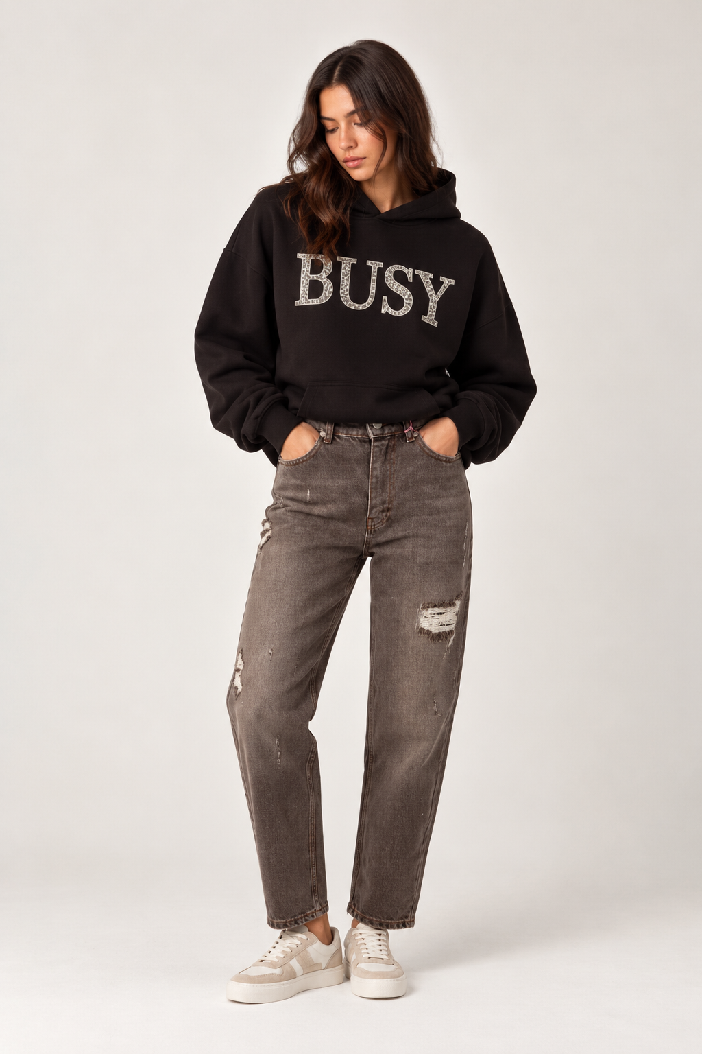 Boyfriend jeans brown with rips