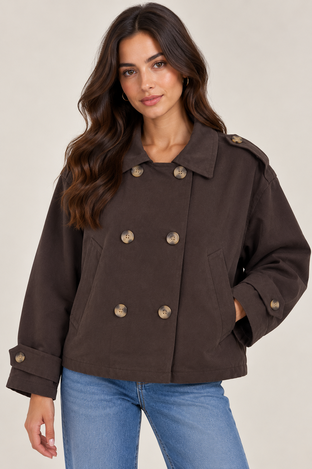 Midi trench coat with button-up front