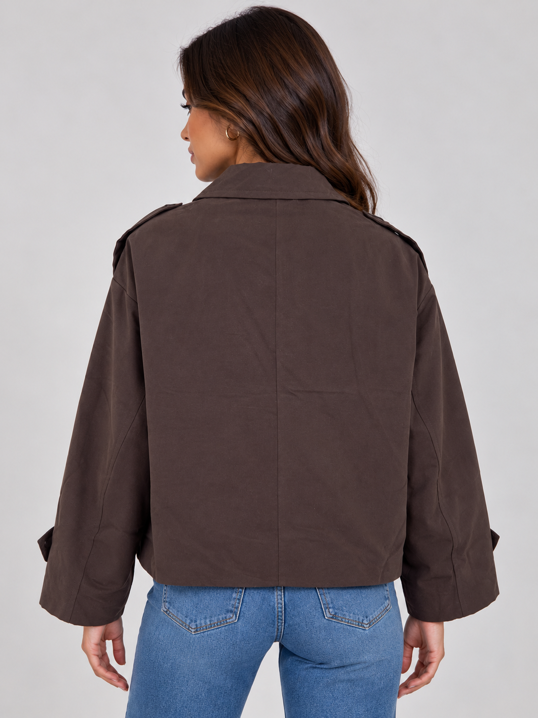 Midi trench coat with button-up front