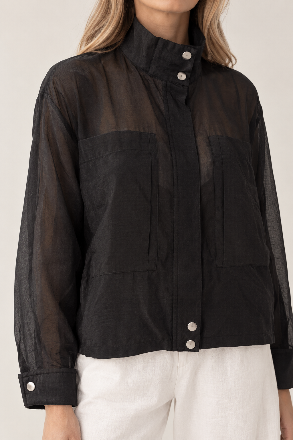 Chiffon jacket with chest pocket