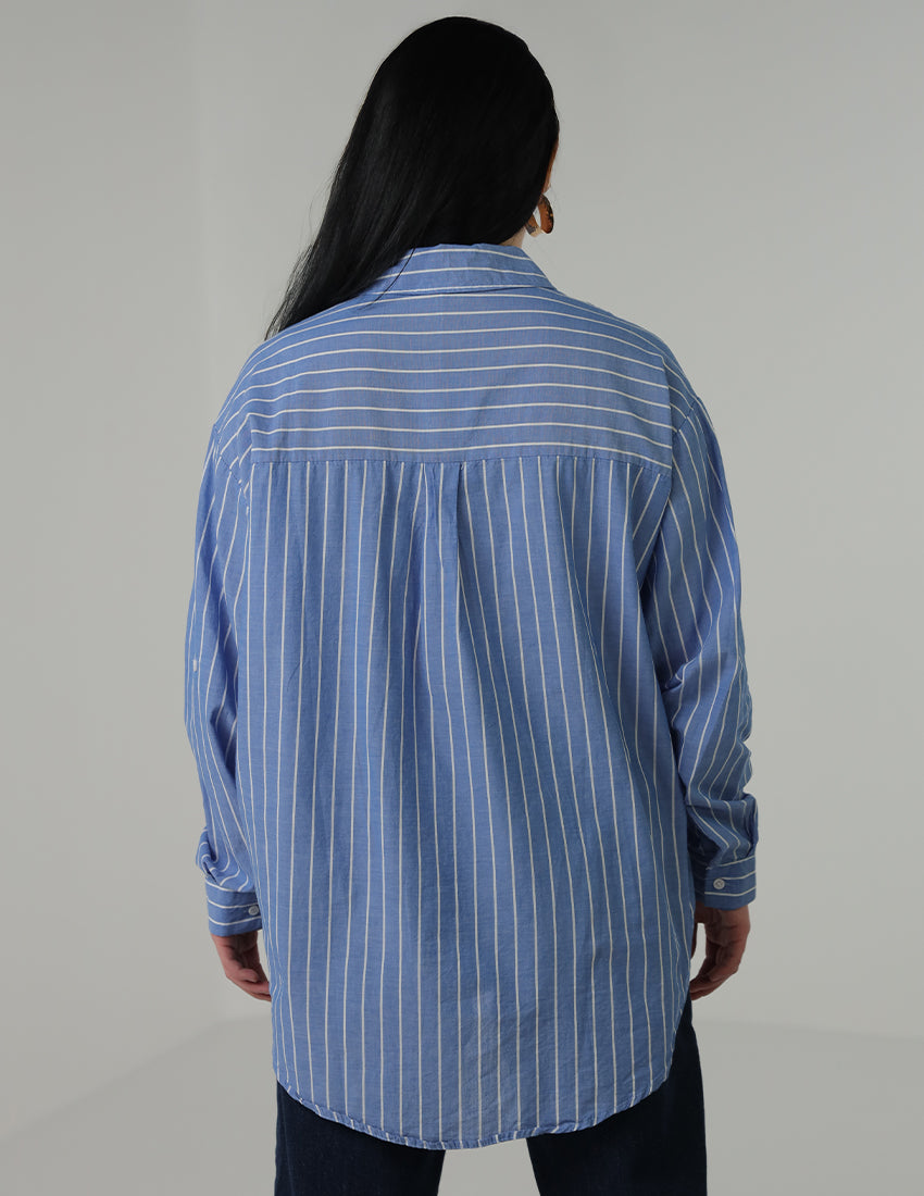 Striped buttoned shirt with pocket