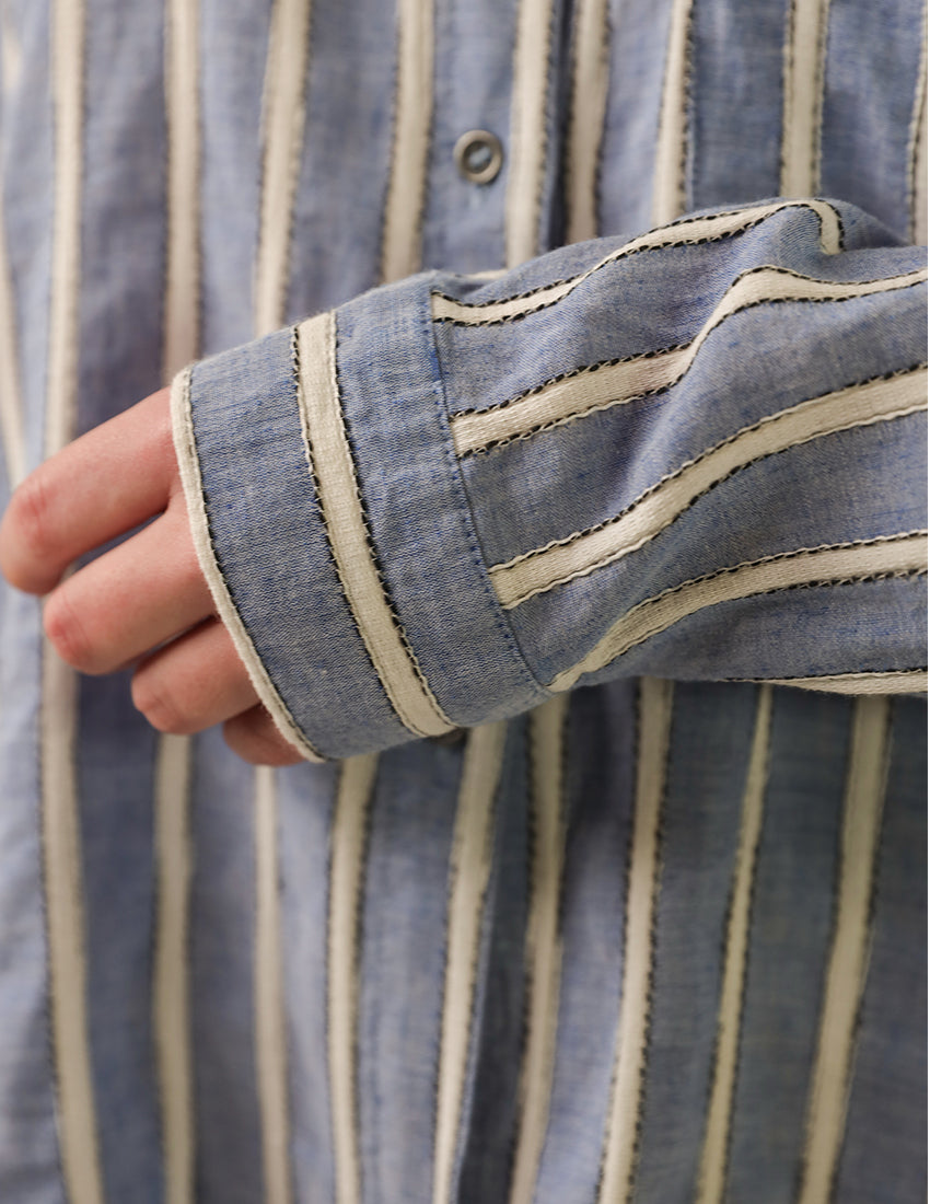 Oversized striped shirt with side pocket