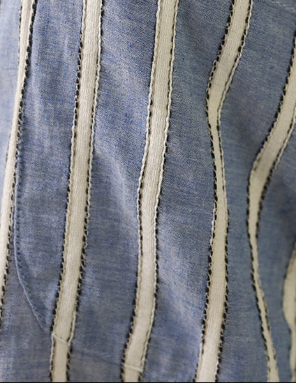 Oversized striped shirt with side pocket