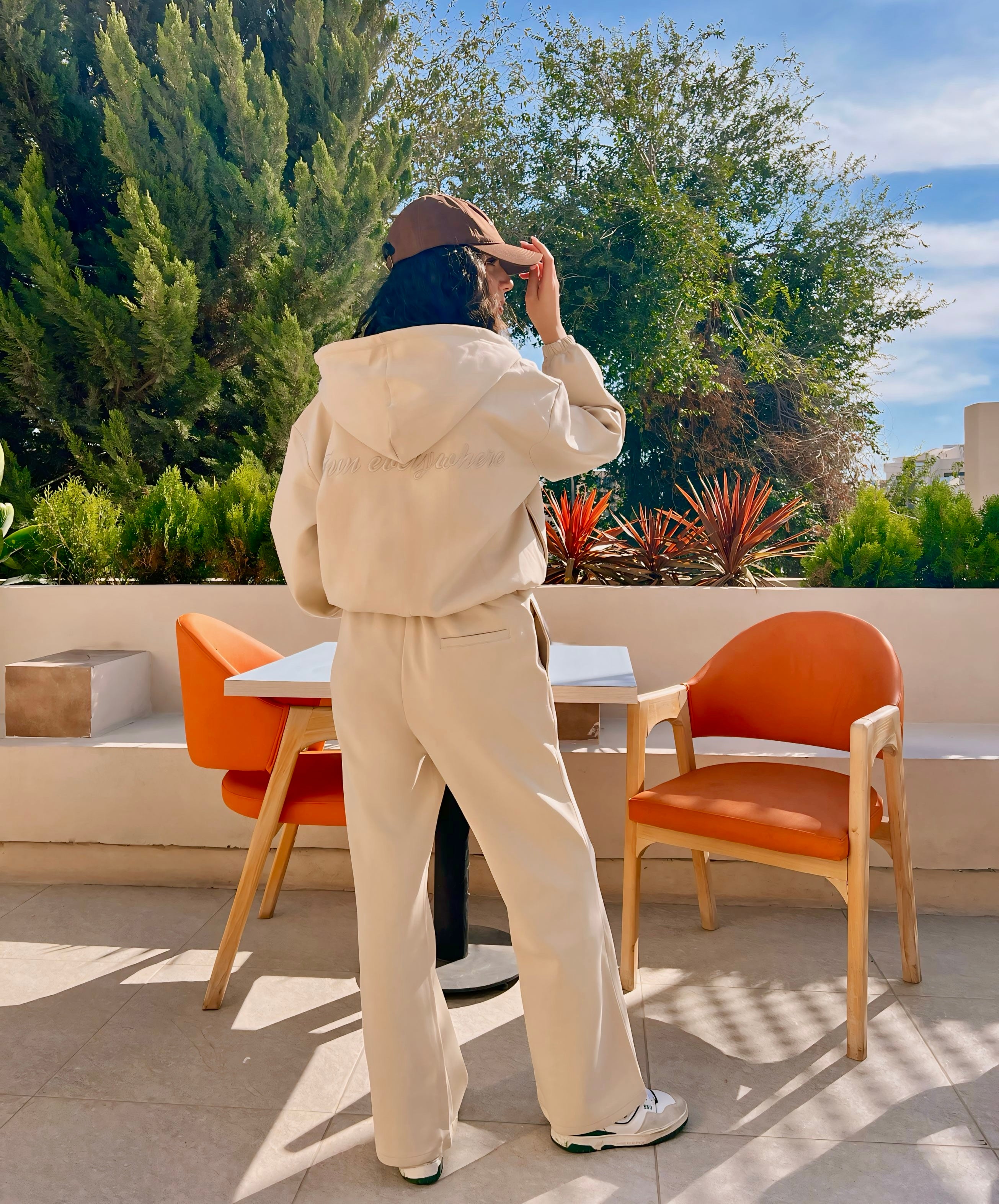 Zip-Up Hoodie Tracksuit with Wide-Leg Pants