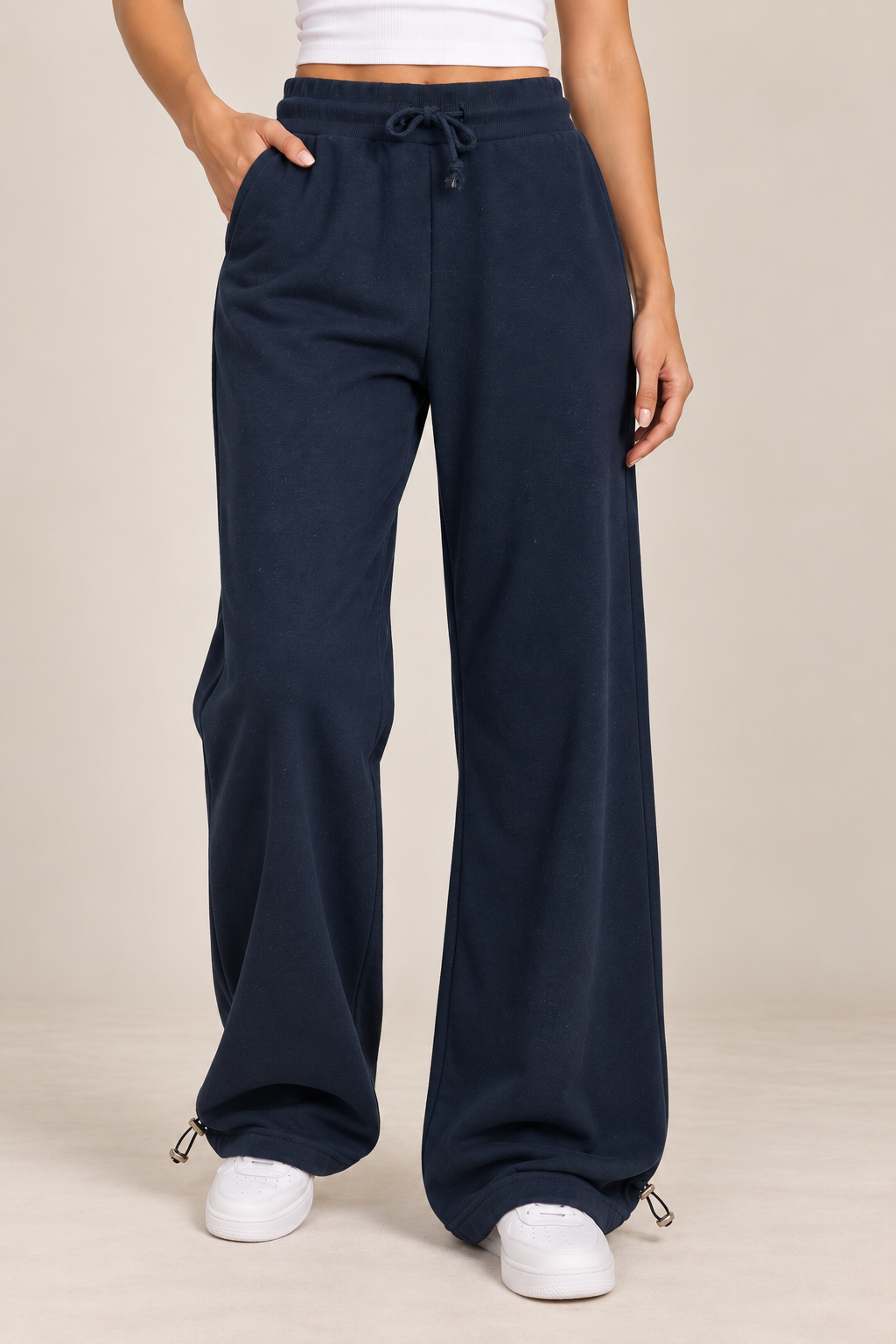 Sweatpants Wideleg Elastic Waist Leg Gathered