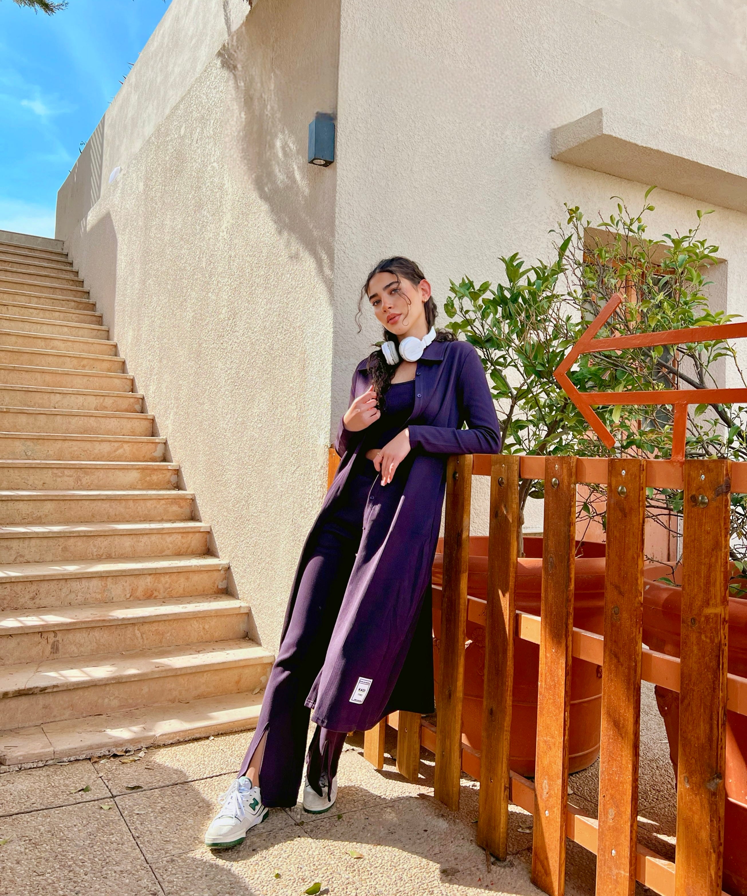 Three-Piece Ribbed Set with Longline Shirt