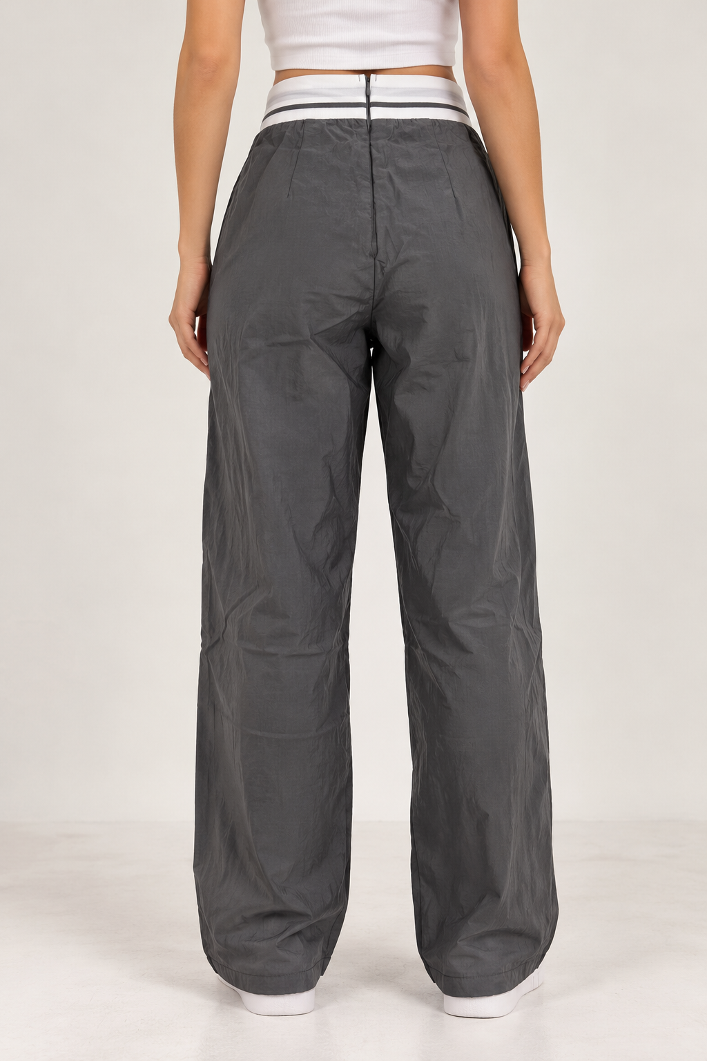 Charcoal trousers with white elastic waistband "BROOKLYN"