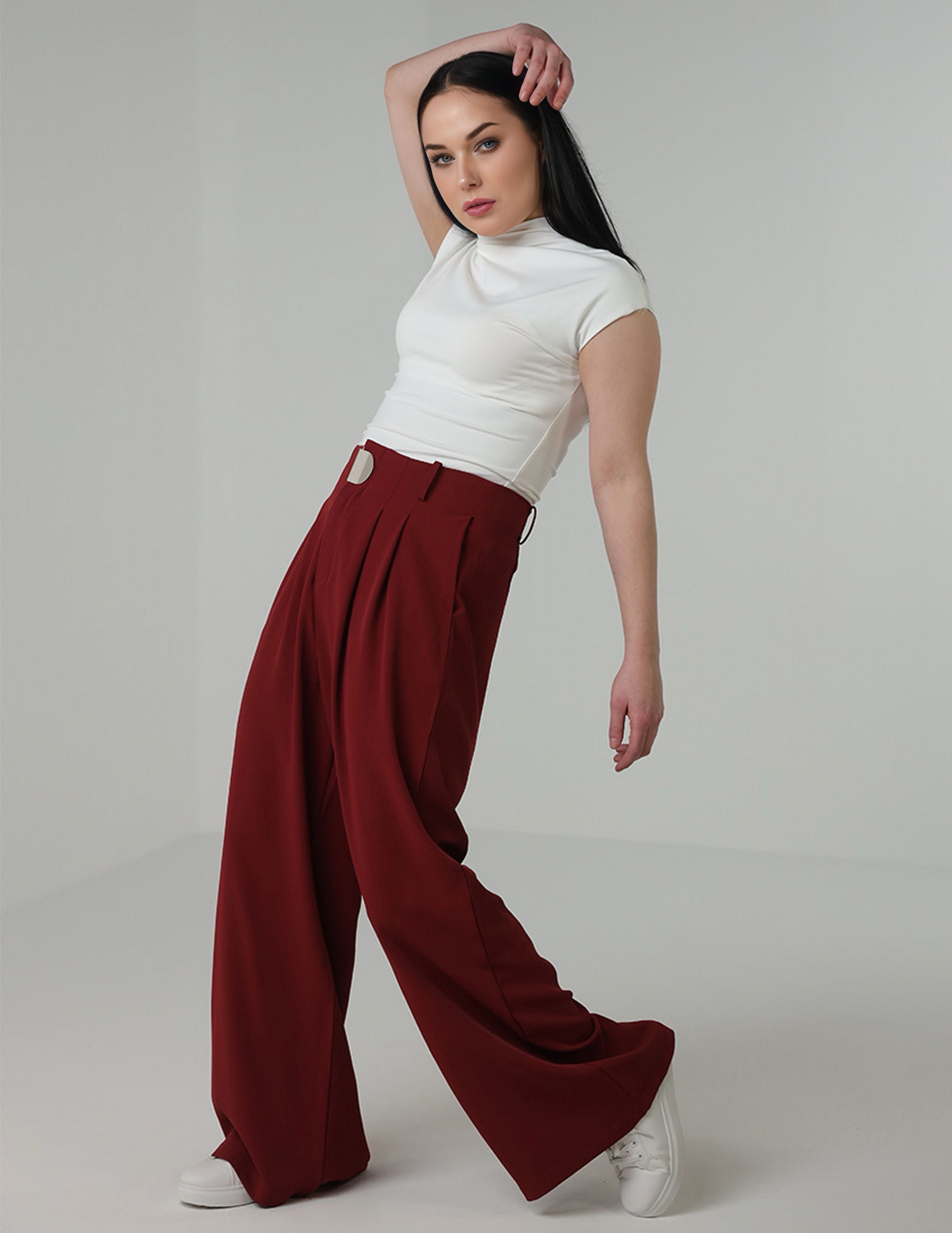 Wide-Leg pants with silver ring