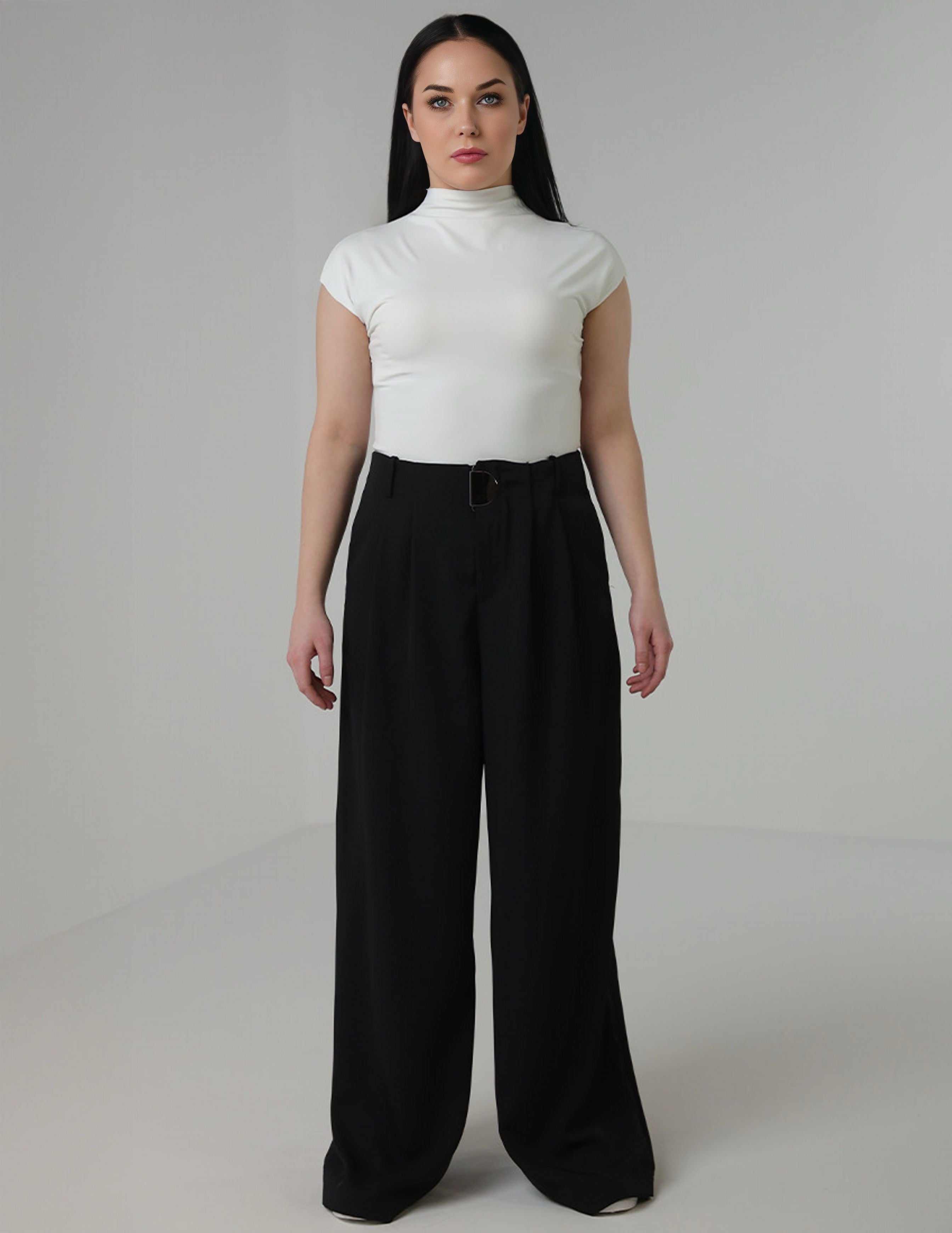 Wide-Leg pants with silver ring