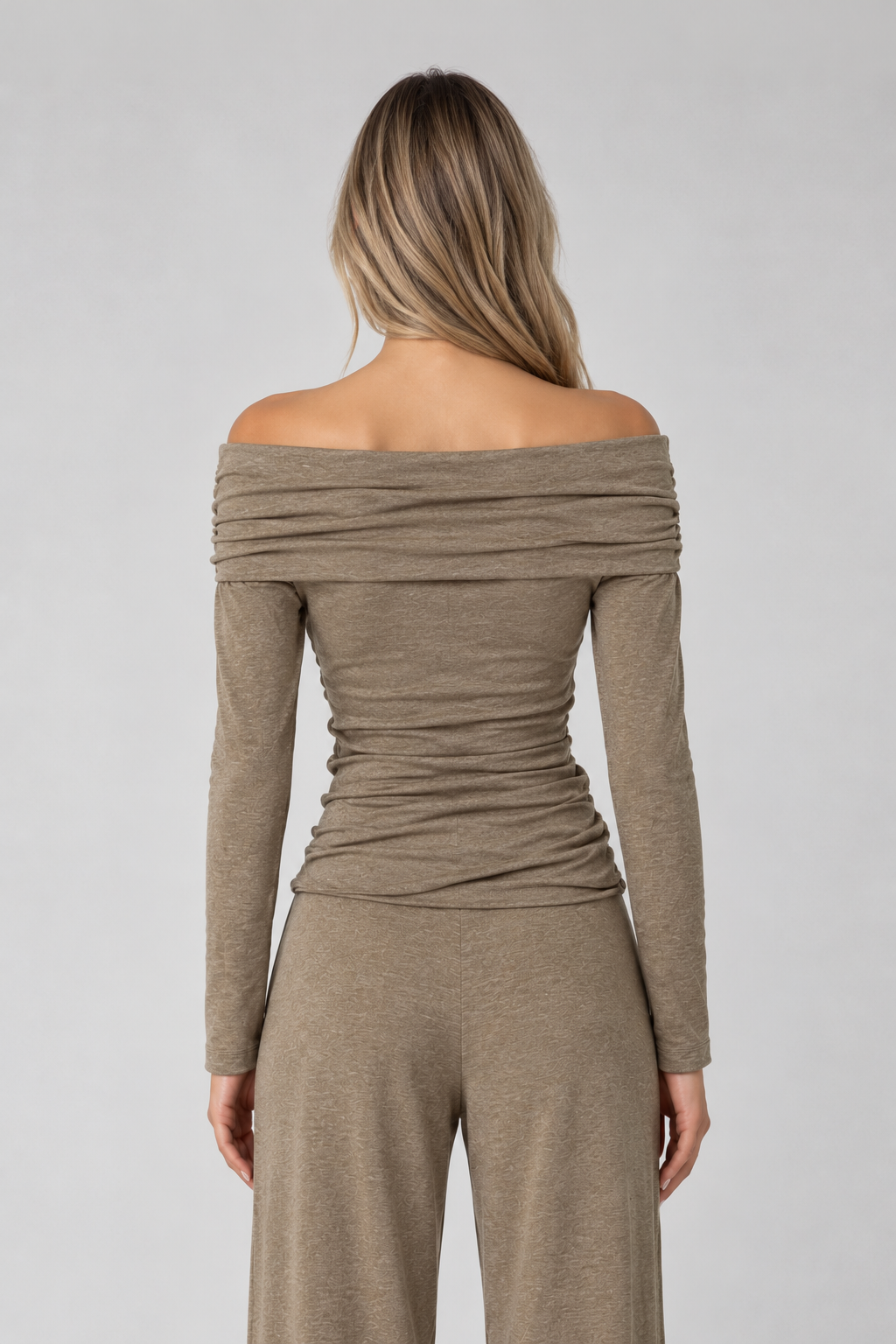 Beige off-shoulder top