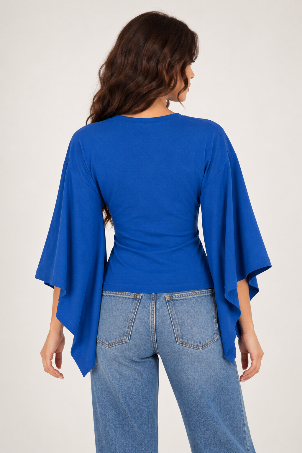 A blouse with wide sleeves