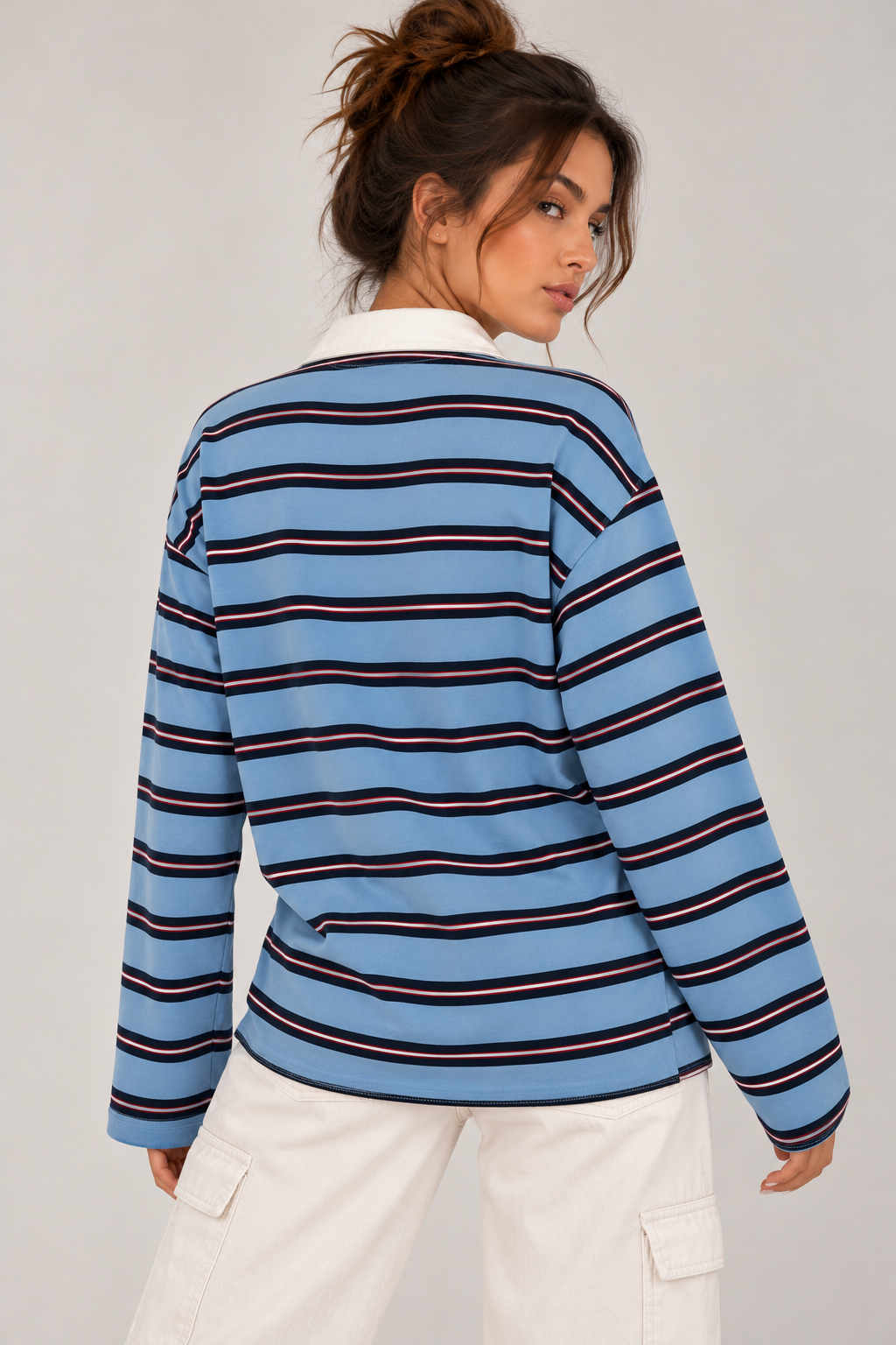Oversized striped blouse with a shirt collar and button-up front "STOCKHOLM"