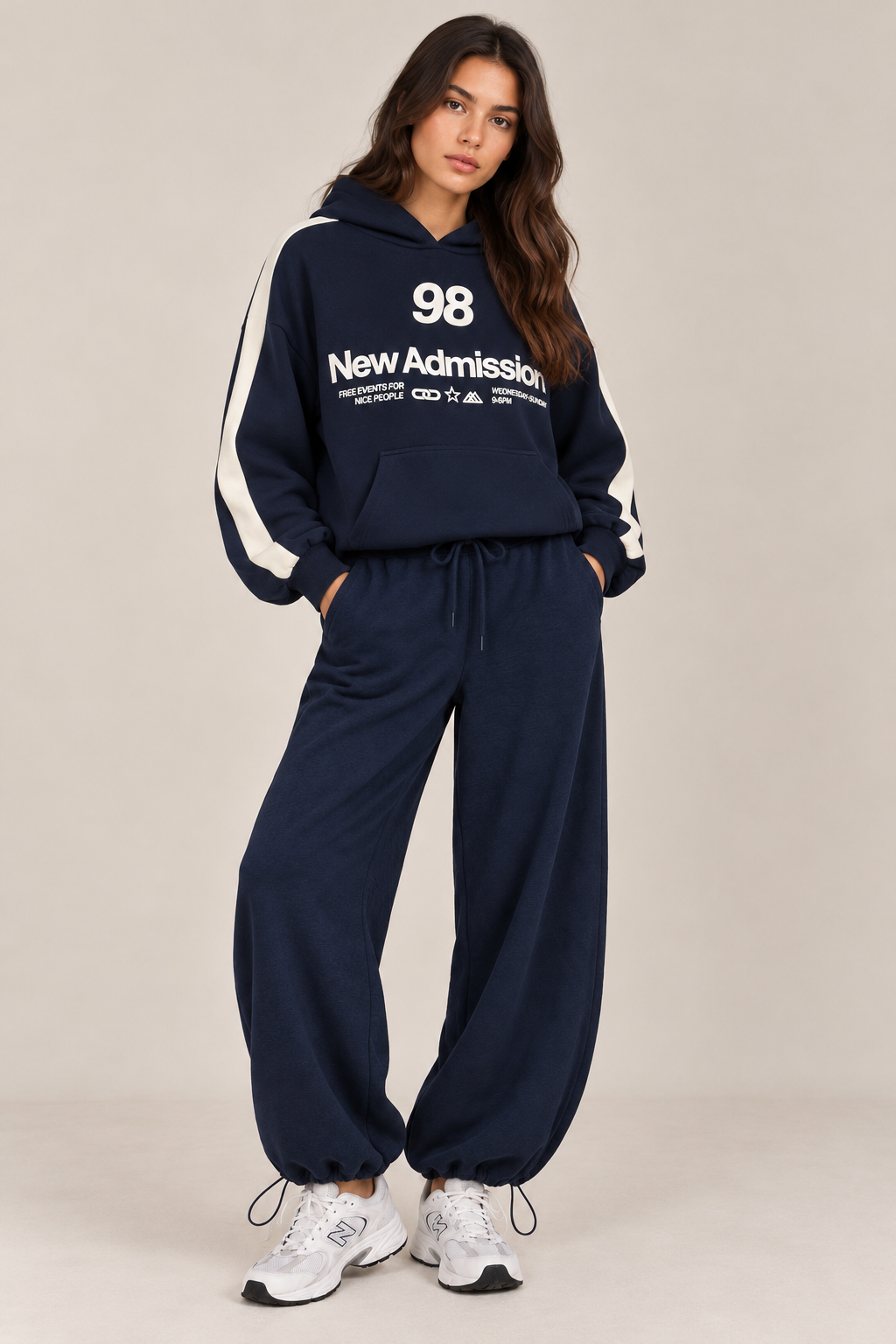 Navy blue hoodie with a white stripe on the sleeves, featuring his book and the number "98" on the front and back.