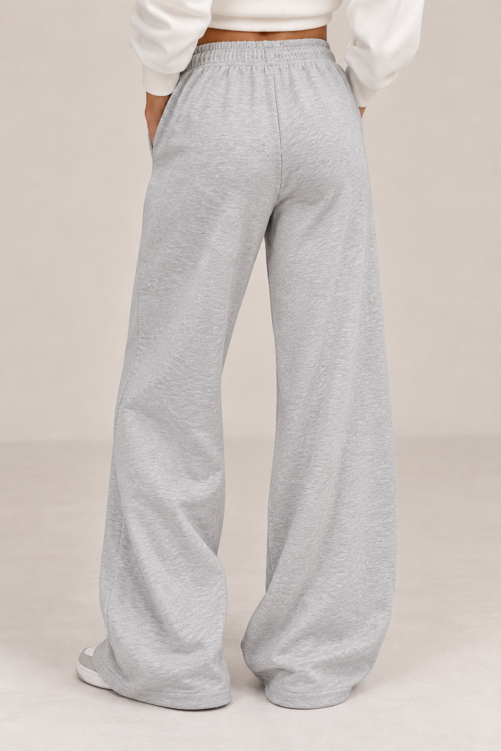 Light grey Straight Sweatpants with tie waist
