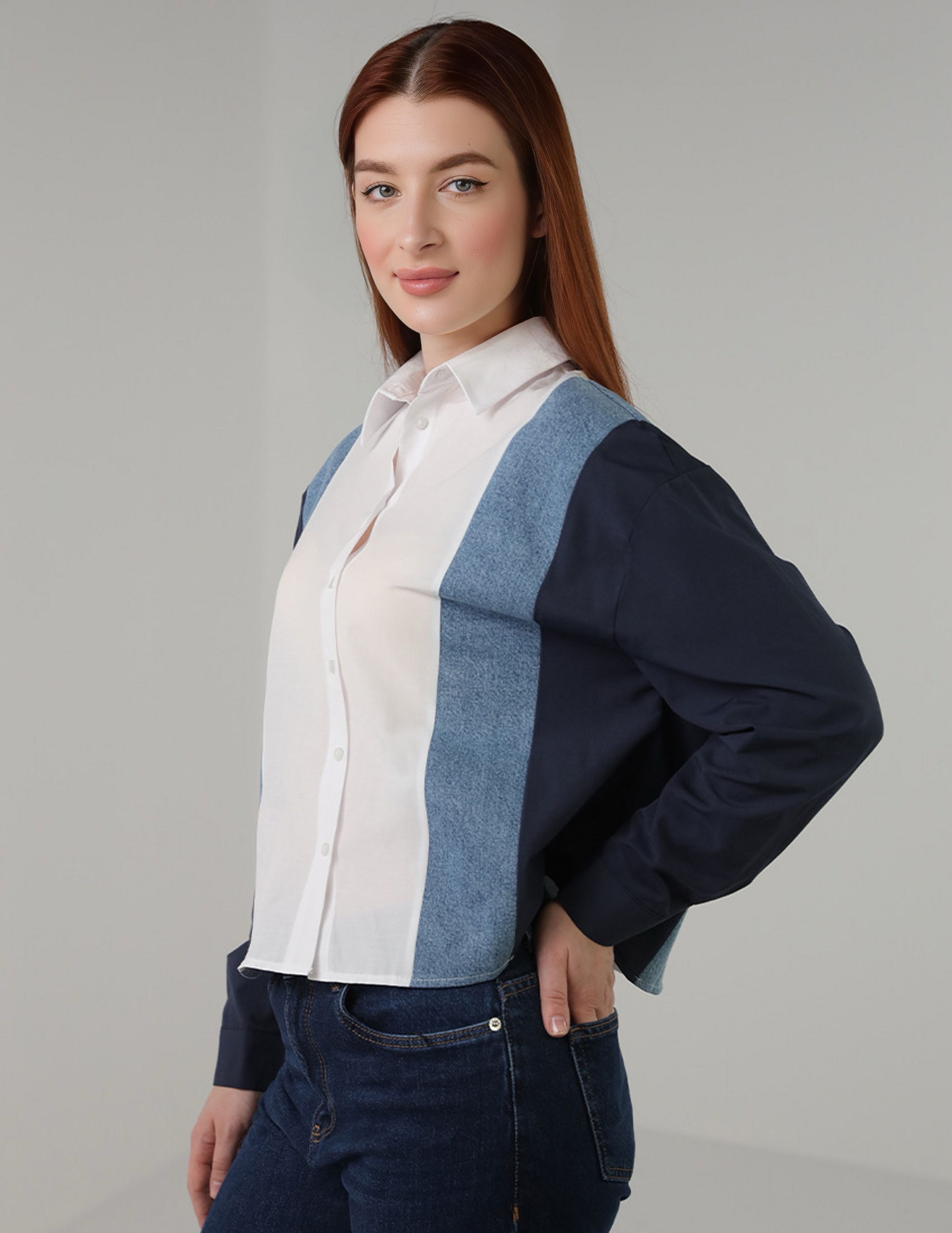 Classic Colorblock Button-Up Shirt