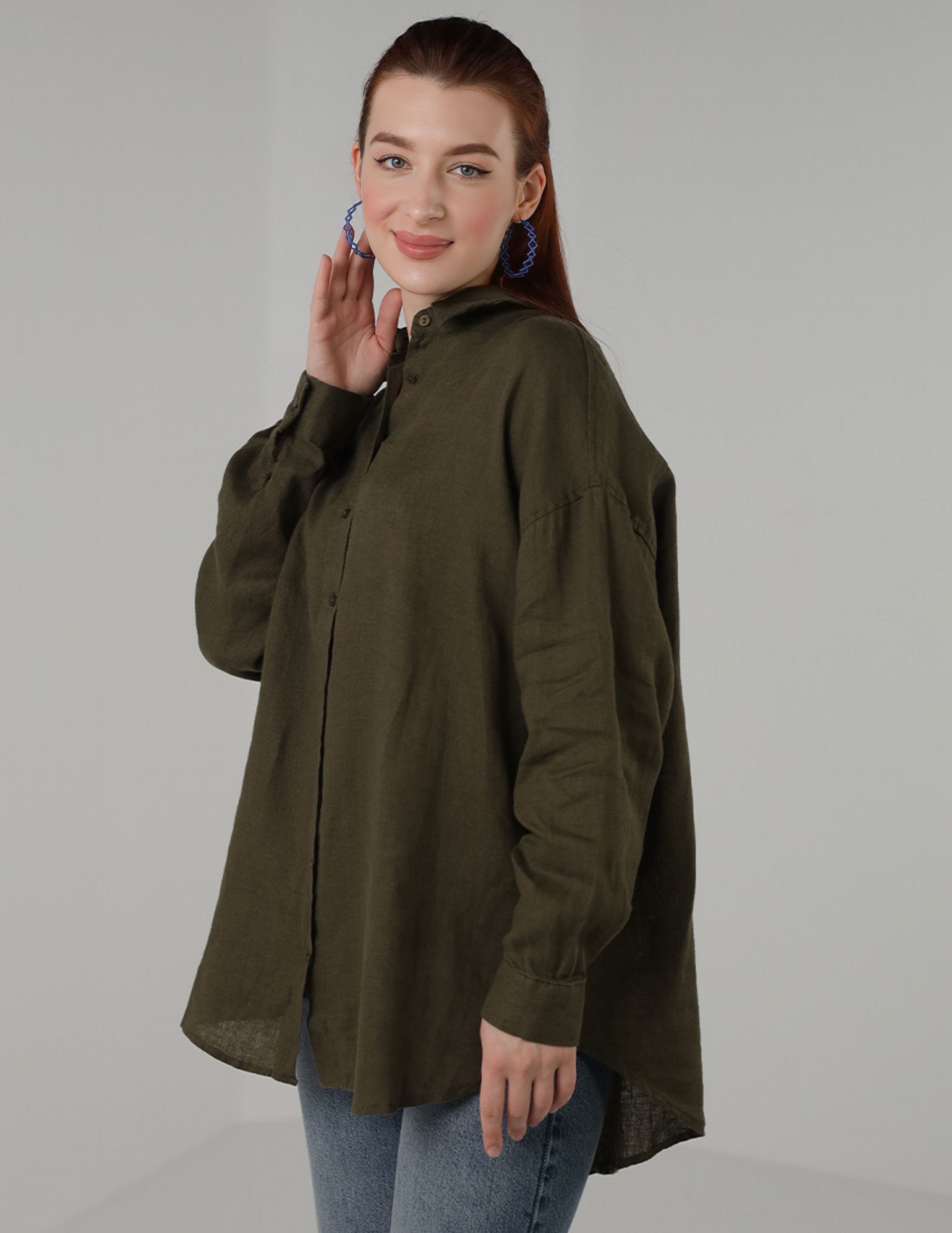 FeatherTouch Oversized Linen Shirt
