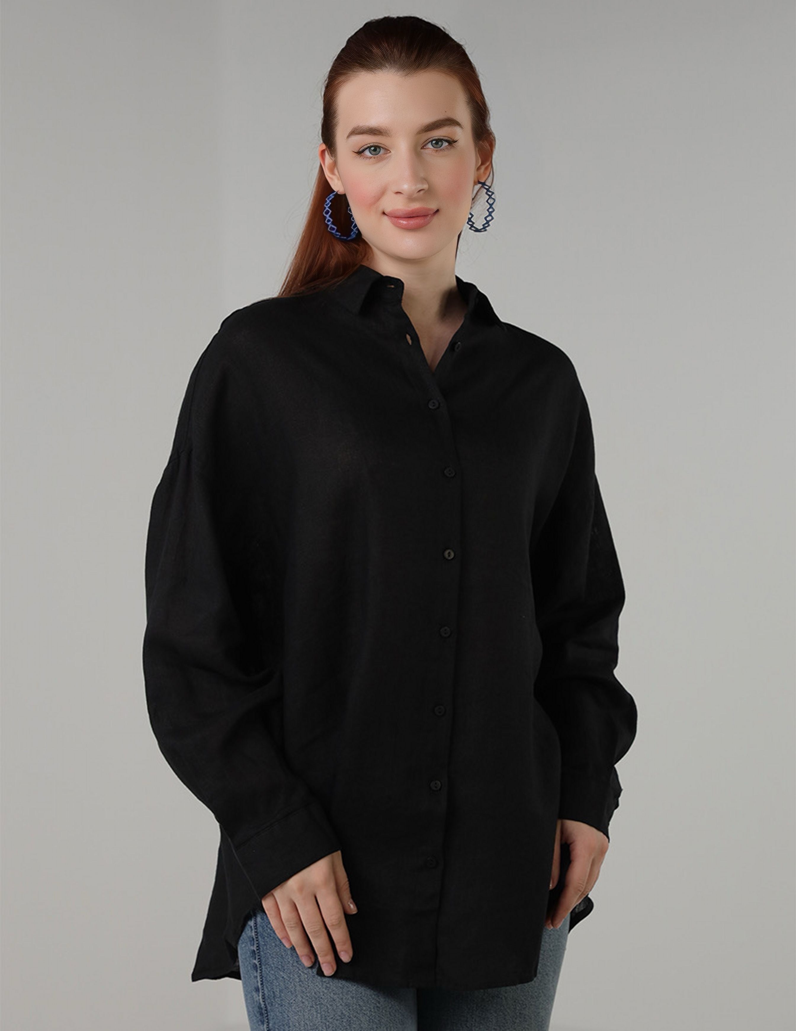 FeatherTouch Oversized Linen Shirt