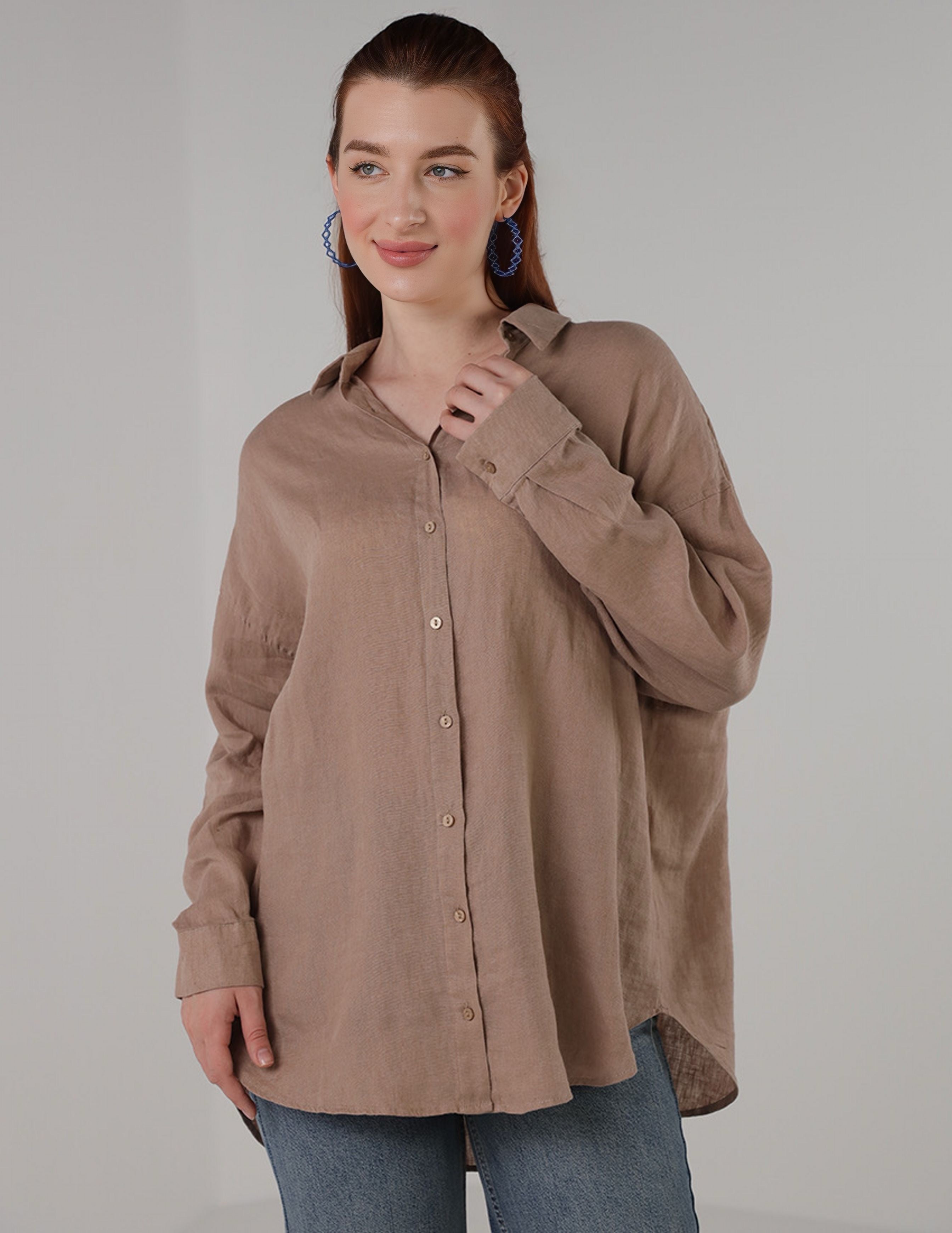 FeatherTouch Oversized Linen Shirt