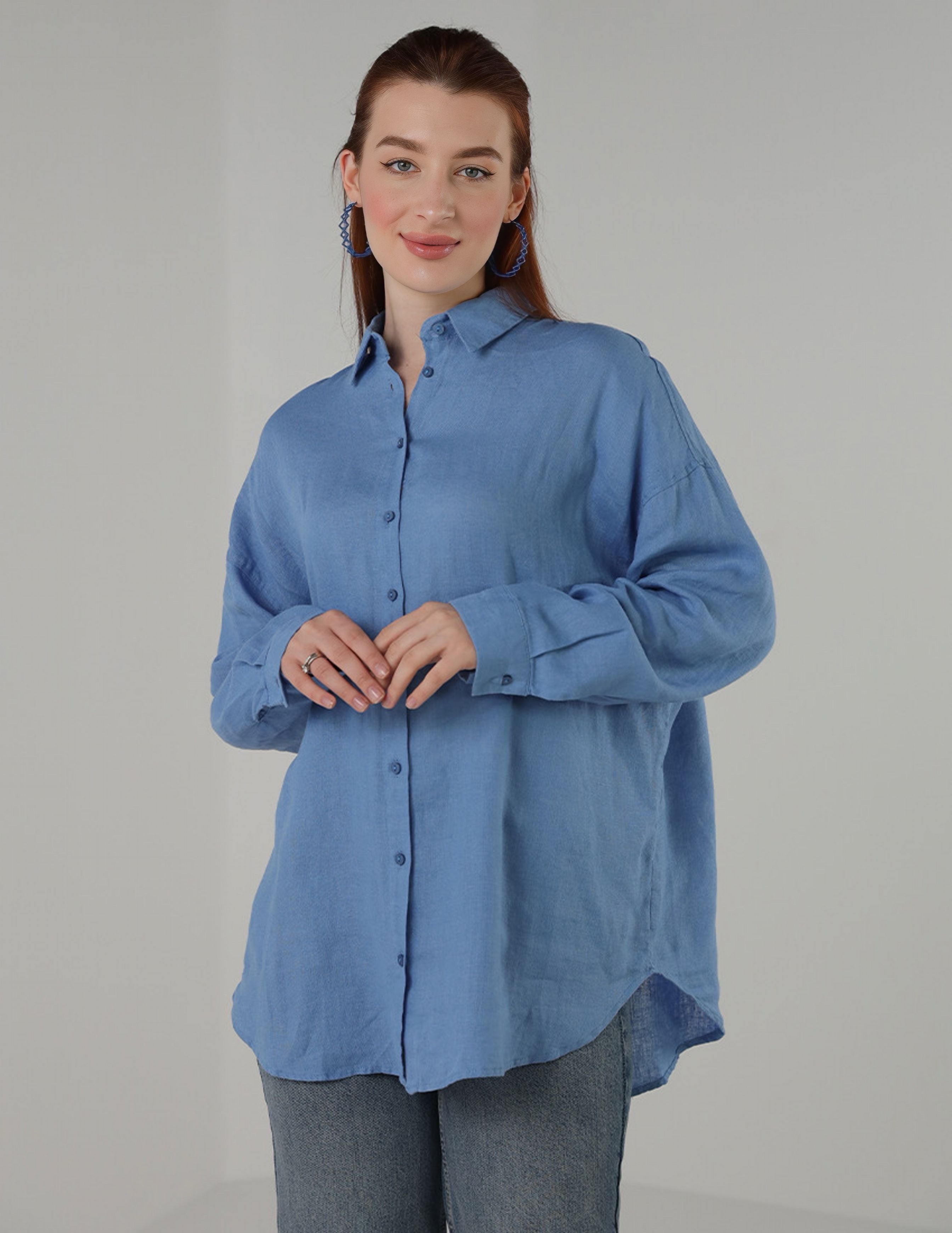 FeatherTouch Oversized Linen Shirt