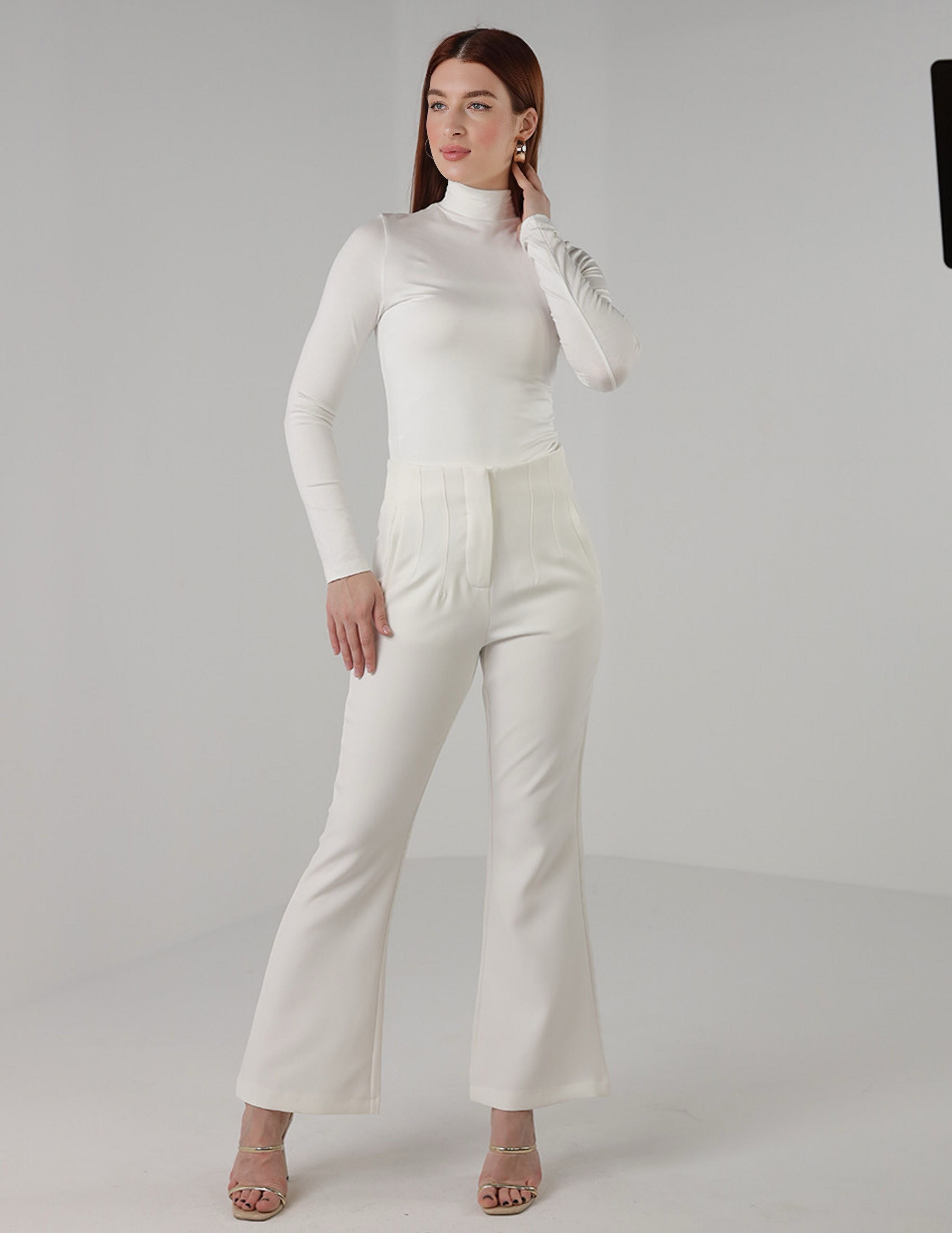 Slim Flare Pants with High Waist