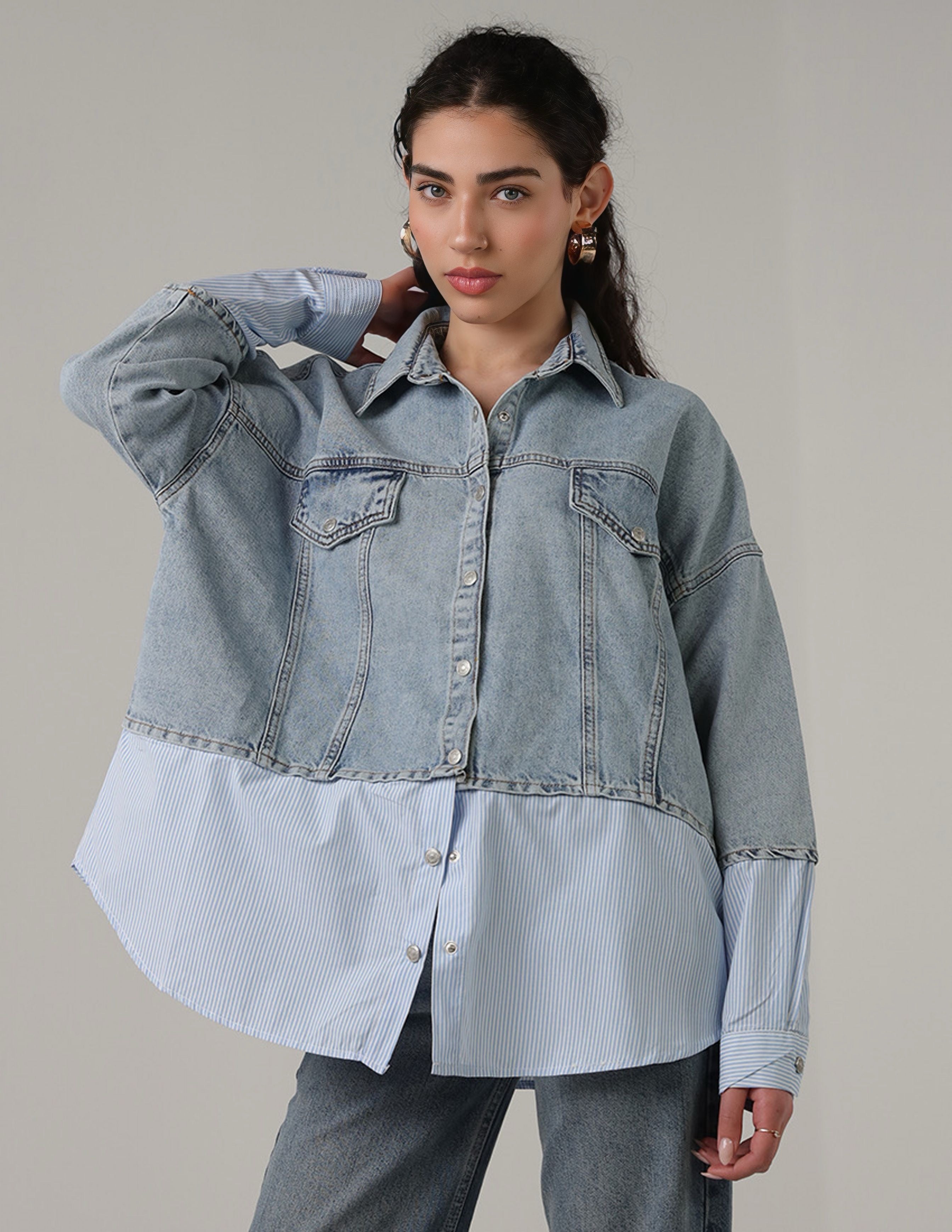 Two Tone Jeans Shirt